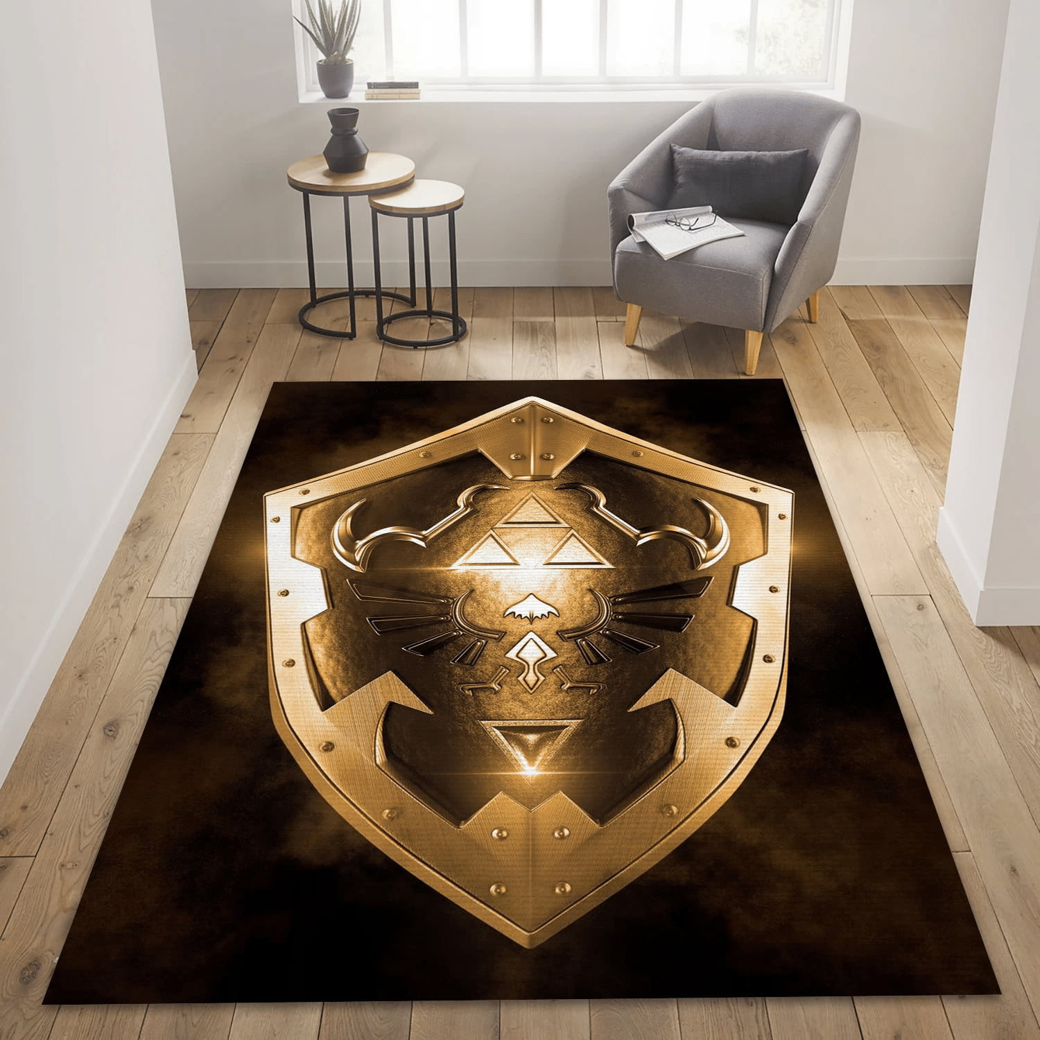 3d Hylian Shield Gold Edition Area Rug Carpet