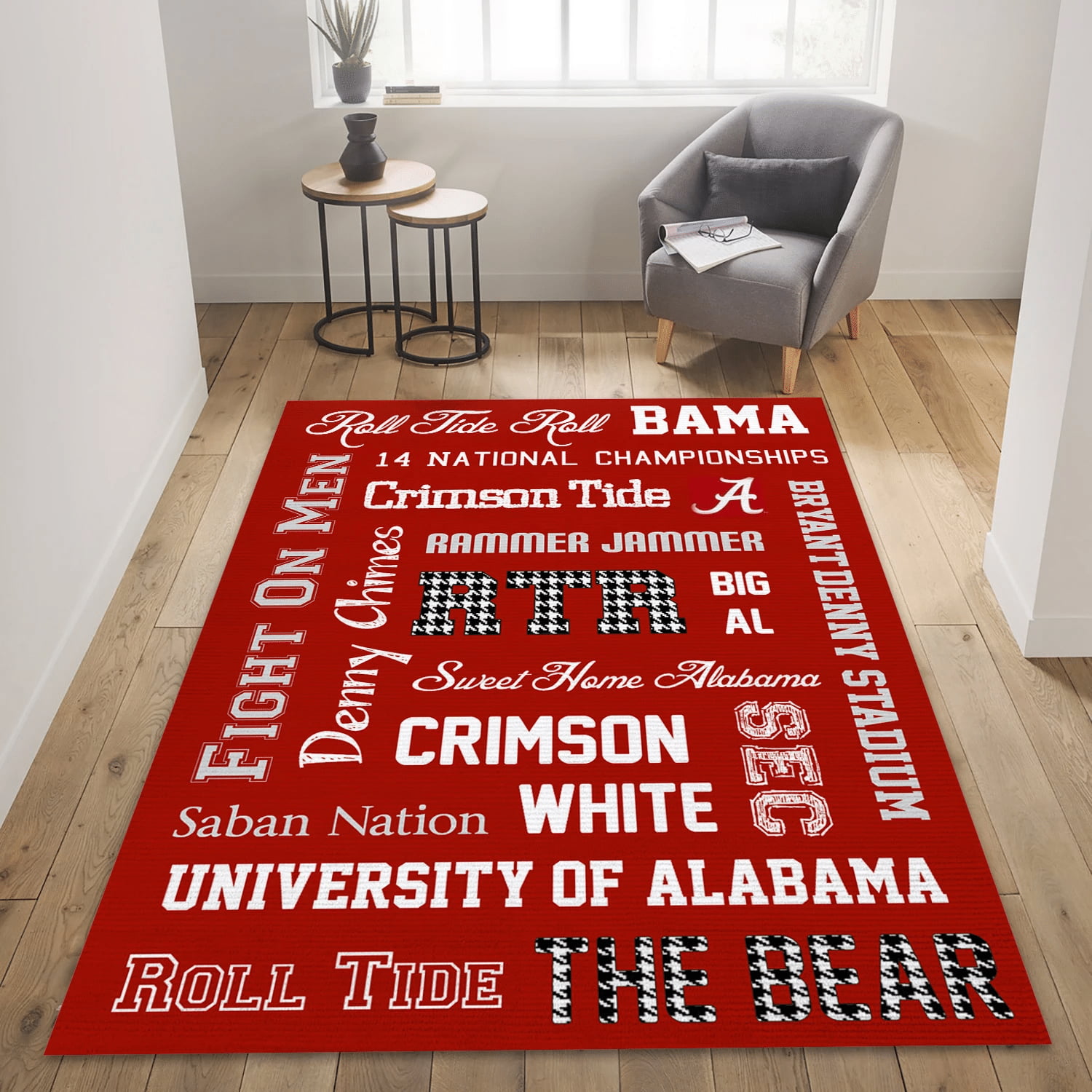 Alabama Crimson Tide Printable Subway Art Area Rug Carpet