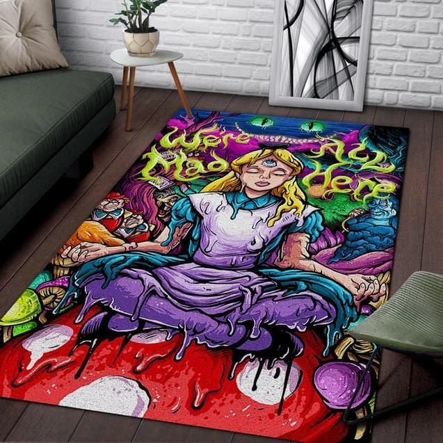 Alice In Wonderland We Re All Mad Here Area Rug Chrismas Gift - Indoor Outdoor Rugs