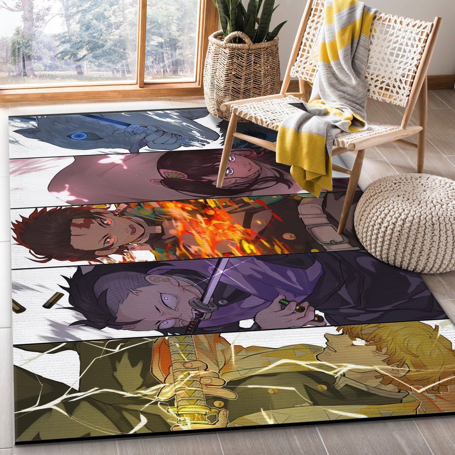 Anime Demon Slayer V2 Rug Bedroom Rug US Gift Decor - Indoor Outdoor Rugs