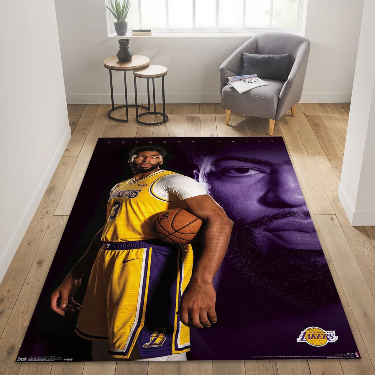 Anthony Davis Los Angeles Lakers NBA Team Logos Area Rug, Living Room Rug – Room Decor – Indoor Outdoor Rugs