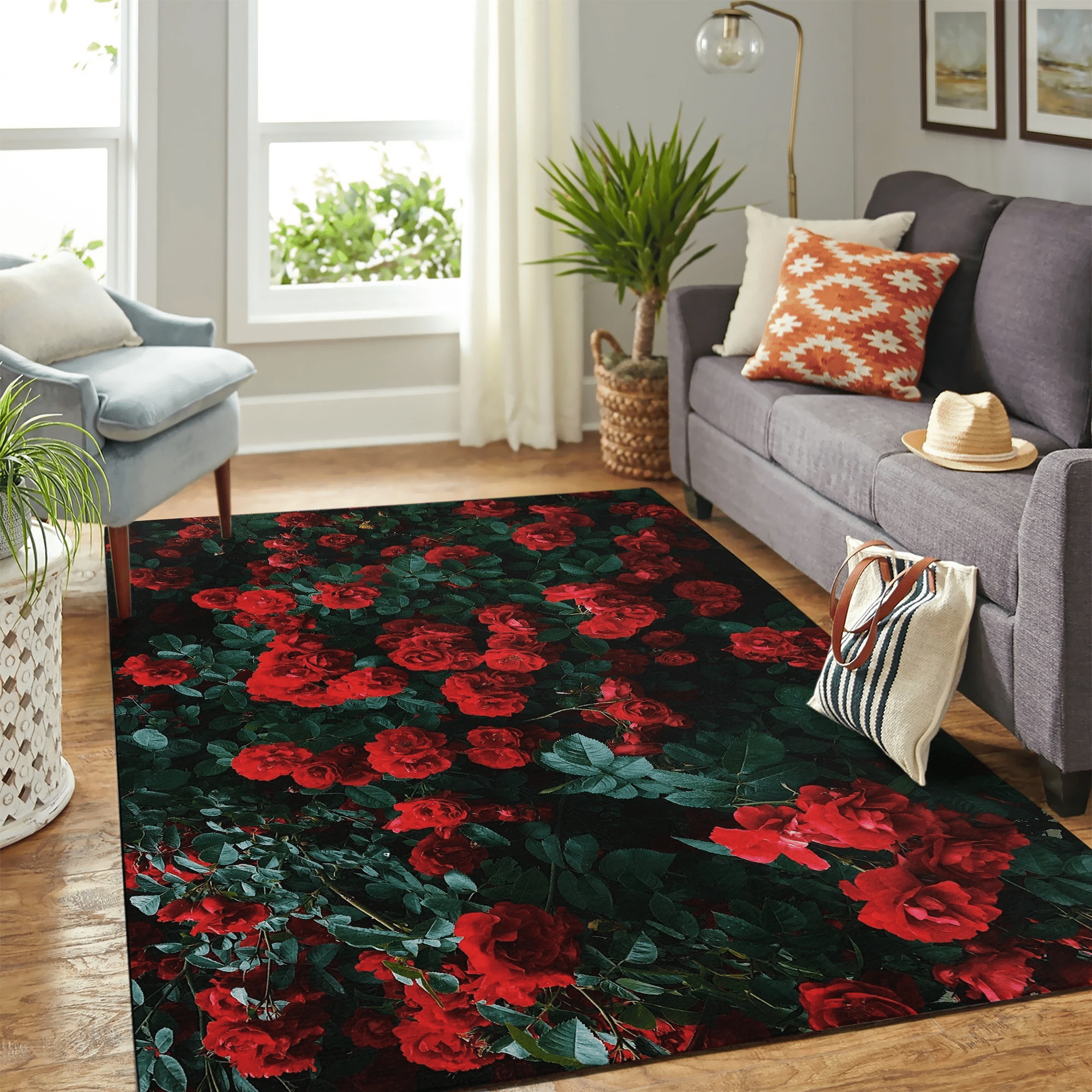 Arbusto De Rosas Carpet Floor Area Rug Chrismas Gift - Indoor Outdoor Rugs