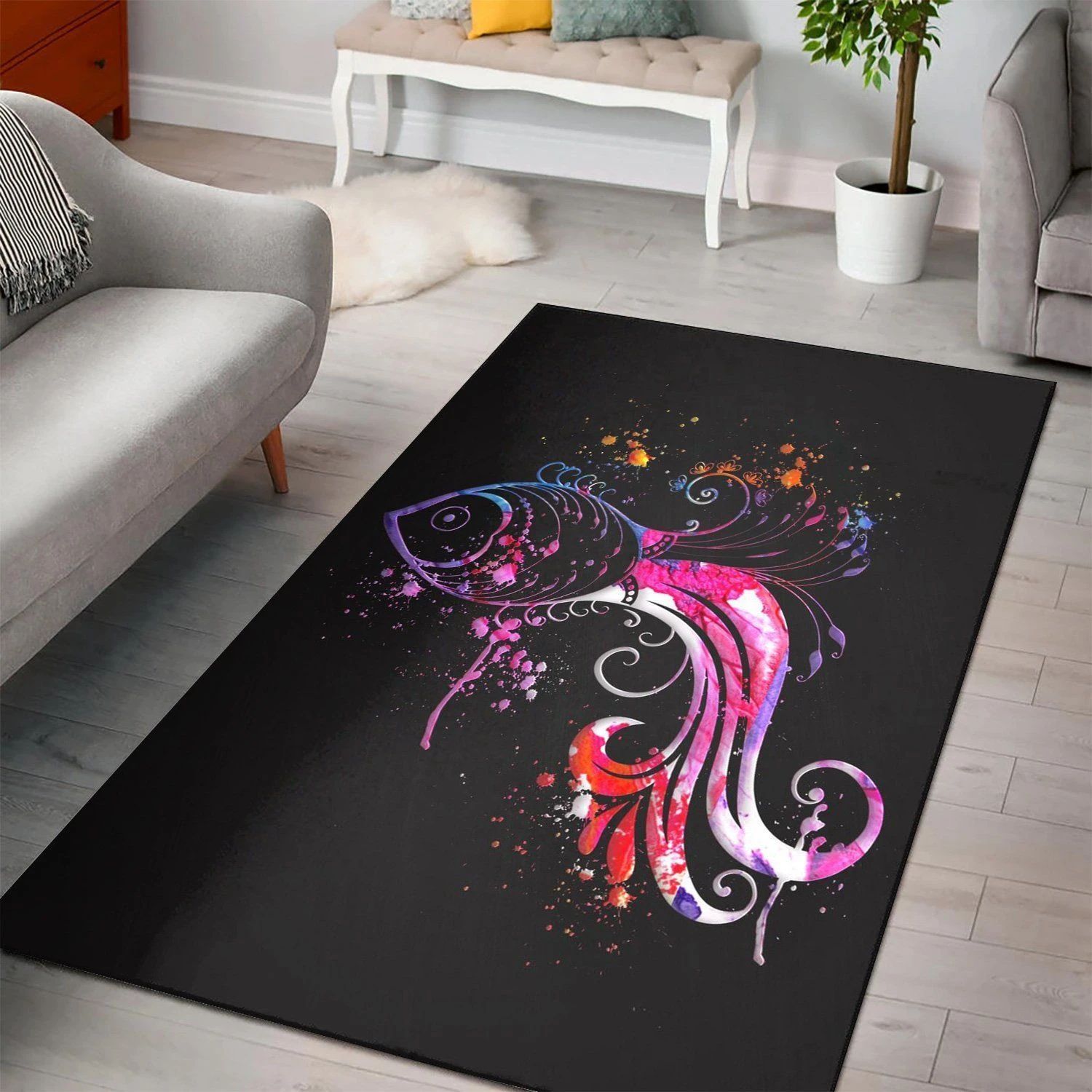 Asian Inspired Painting  Living Room Area Rug