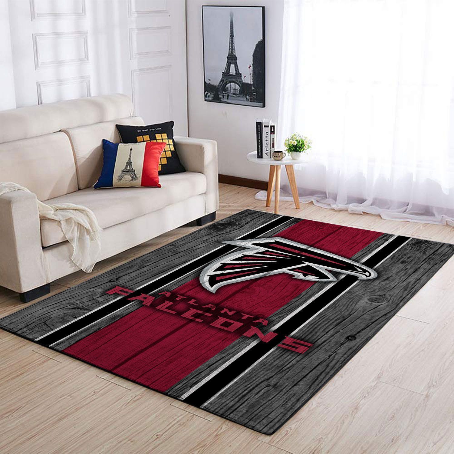 Atlanta Falcons Nfl Team Logo Wooden Style Style Nice Gift Home Decor Rectangle Area Rug - Indoor Outdoor Rugs