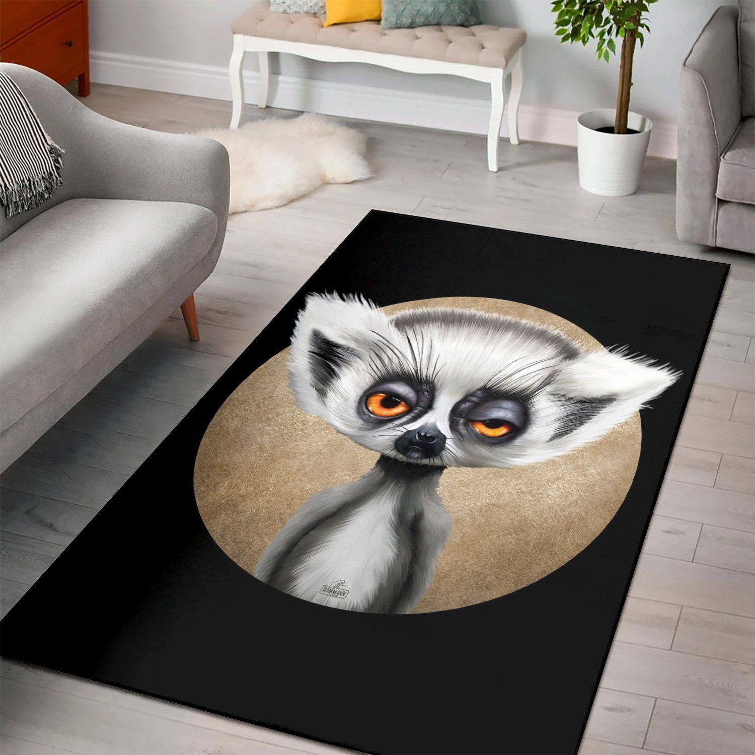 Baby Lemur Illustration  Carpet Living Room