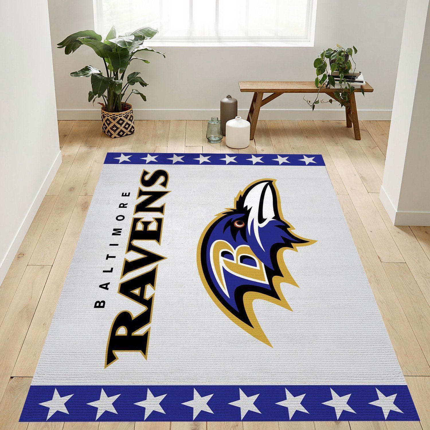Baltimore Ravens Banner Nfl Team Logo Rug Bedroom Rug Home Decor Floor Decor - Indoor Outdoor Rugs