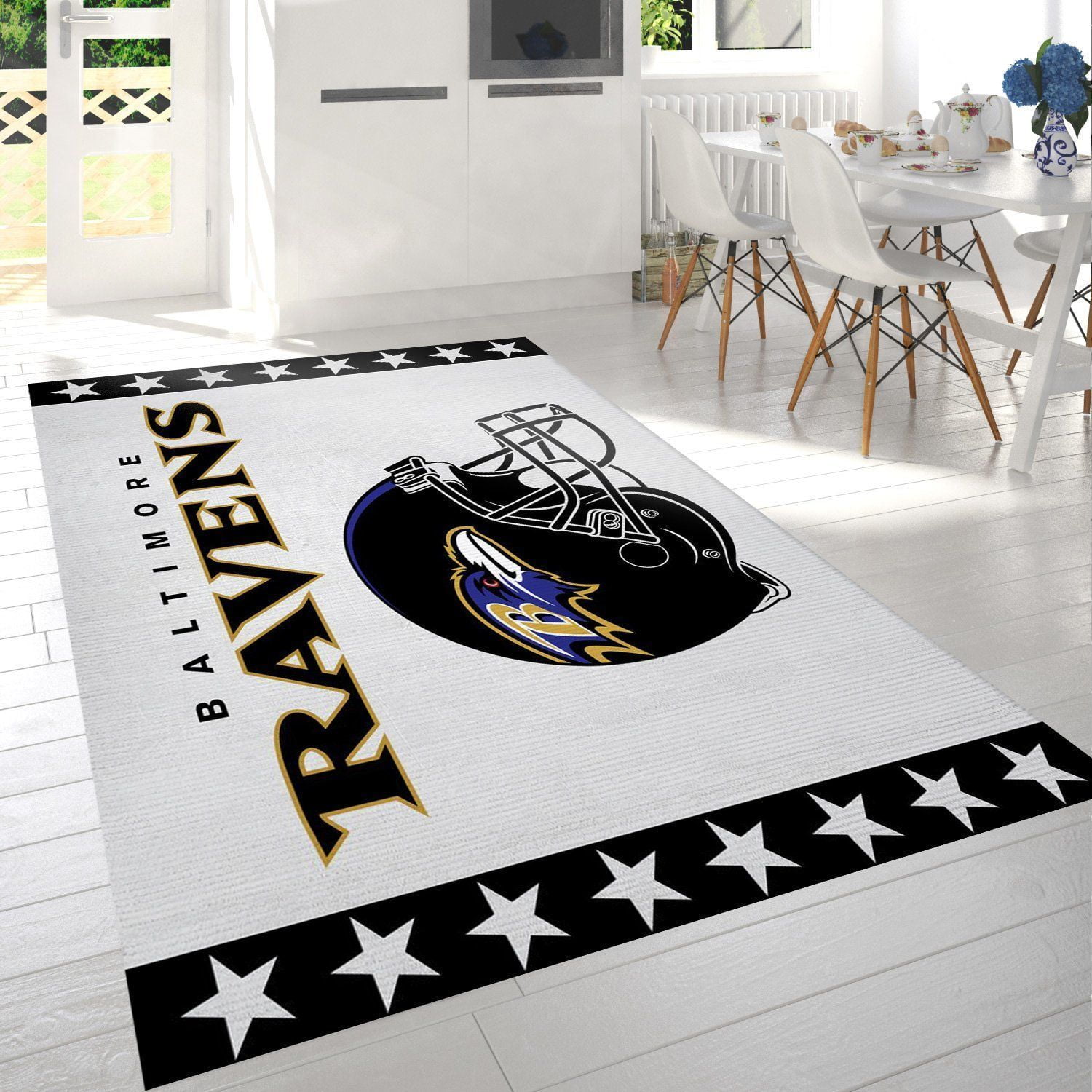 Baltimore Ravens Helmet Nfl Team Logo Rug Living Room Rug US Gift Decor - Indoor Outdoor Rugs