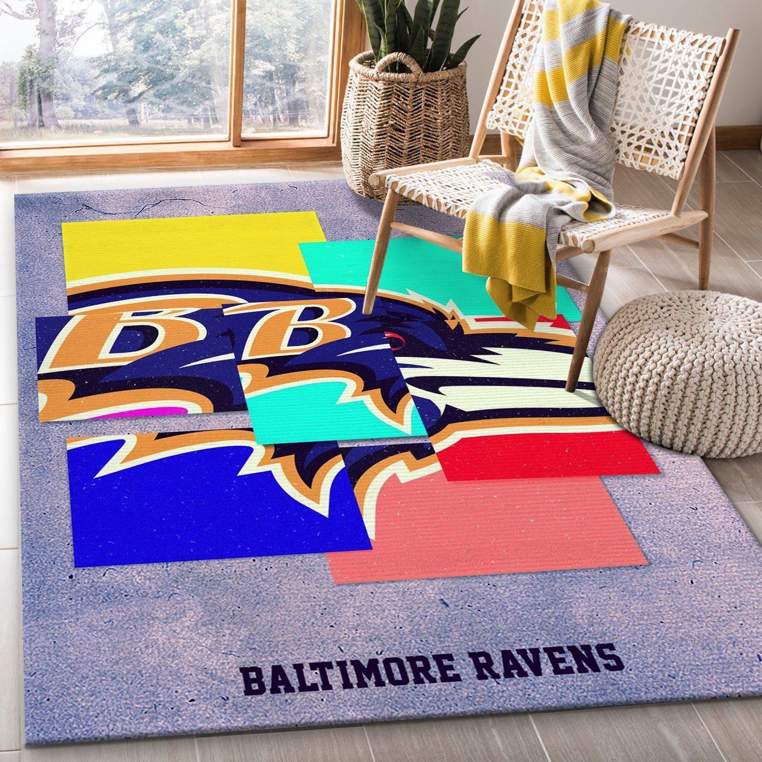 Baltimore Ravens NFL Area Rug Bedroom Rug Family Gift US Decor - Indoor Outdoor Rugs