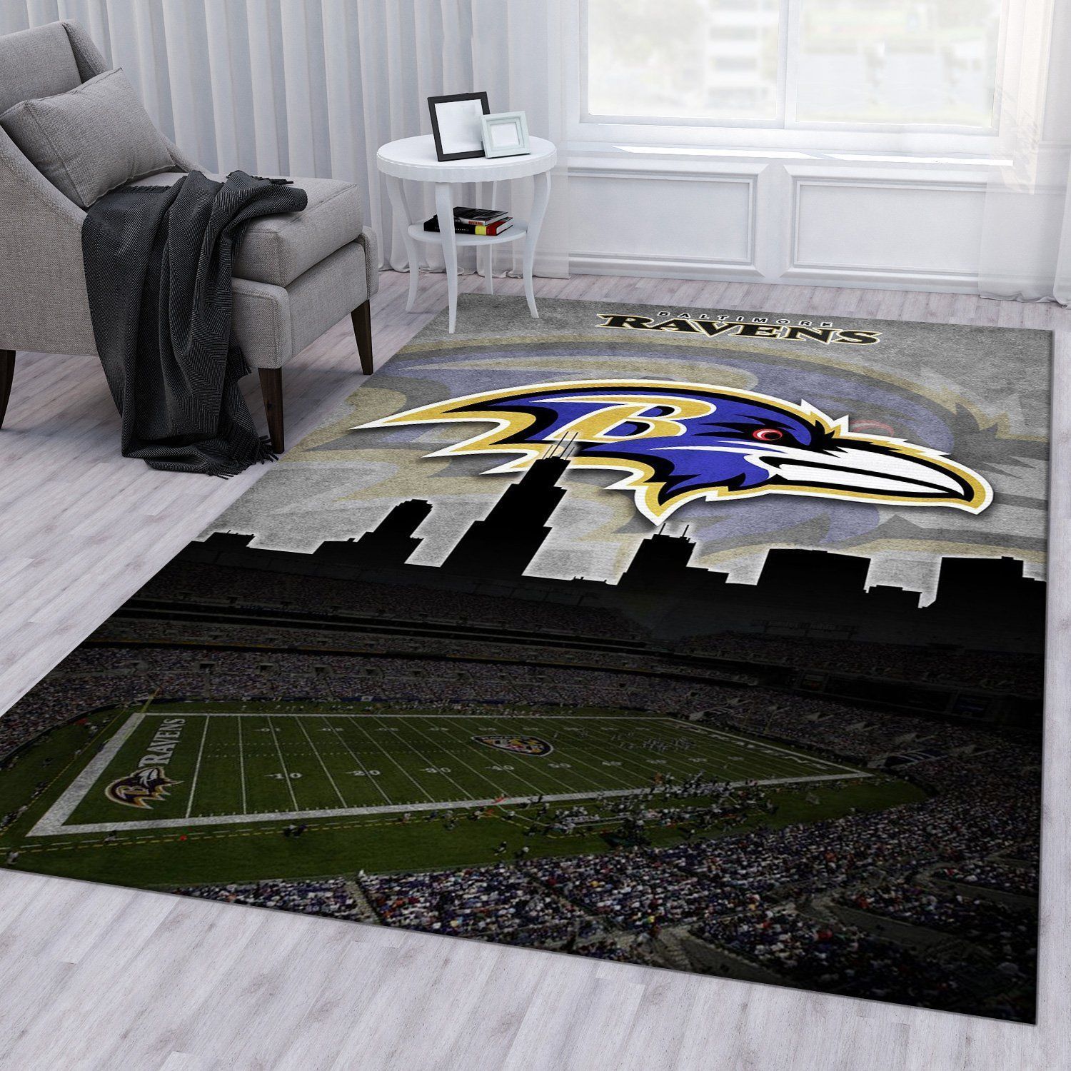 Baltimore Ravens Nfl Area Rug For Christmas Living Room Rug Christmas Gift US Decor - Indoor Outdoor Rugs