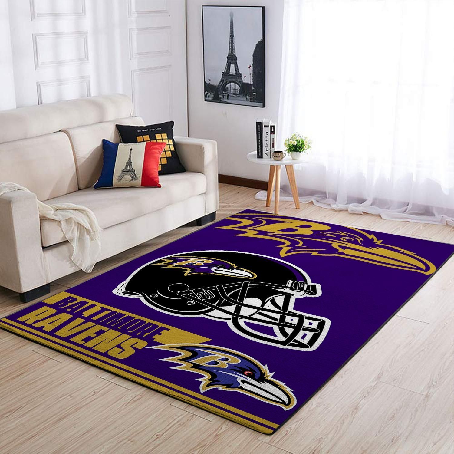 Baltimore Ravens Nfl Team Logo Helmet Nice Gift Home Decor Rectangle Area Rug - Indoor Outdoor Rugs