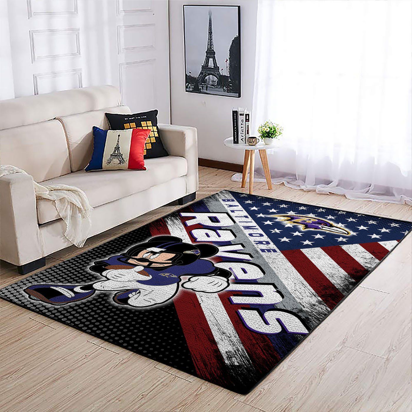 Baltimore Ravens Nfl Team Logo Mickey Us Style Nice Gift Home Decor Rectangle Area Rug - Indoor Outdoor Rugs