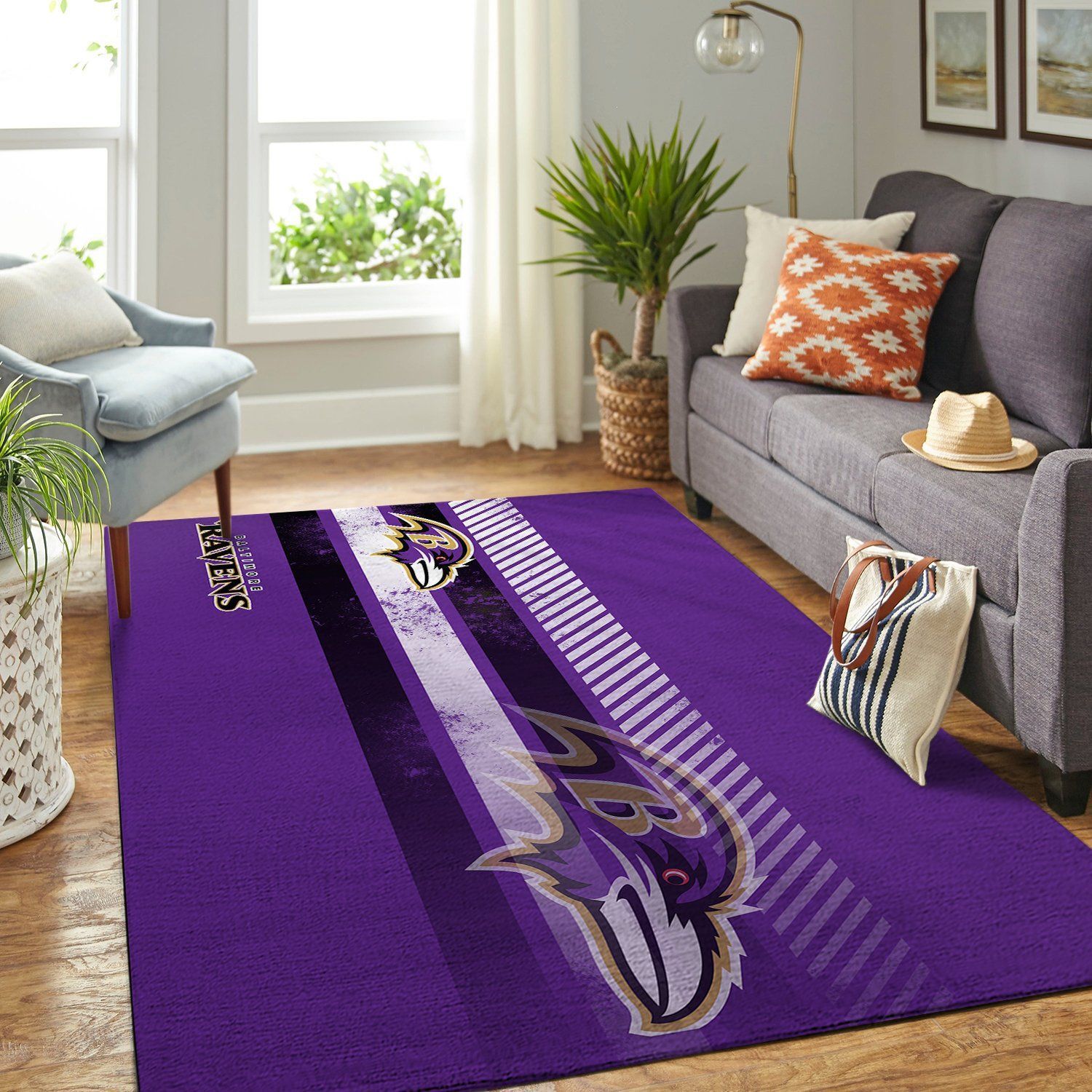 Baltimore Ravens Nfl Team Logo Nice Gift Home Decor Rectangle Area Rug - Indoor Outdoor Rugs