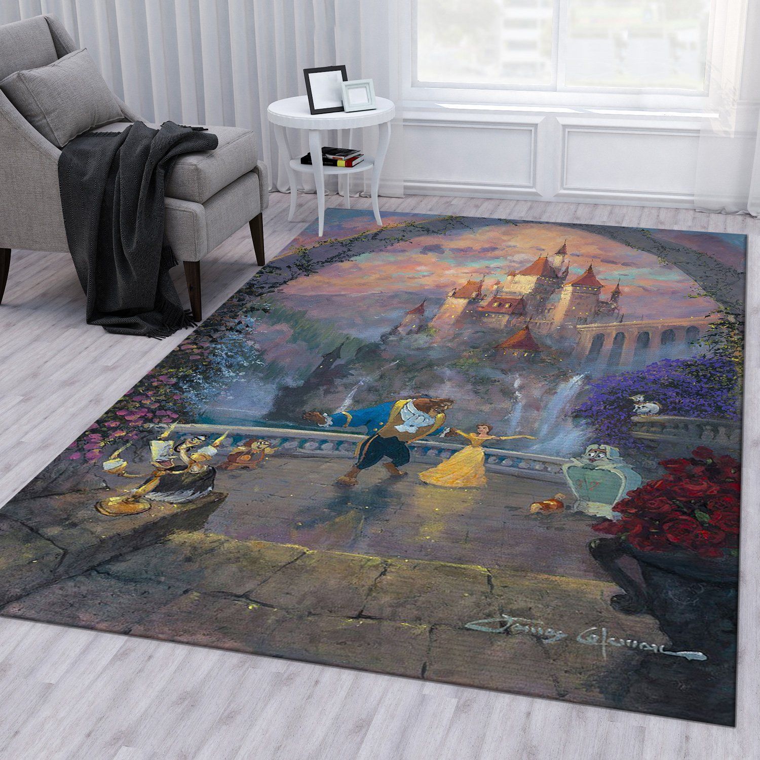 Beast And Belle Forever Area Rug For Christmas Living Room Rug Home Decor Floor Decor - Indoor Outdoor Rugs