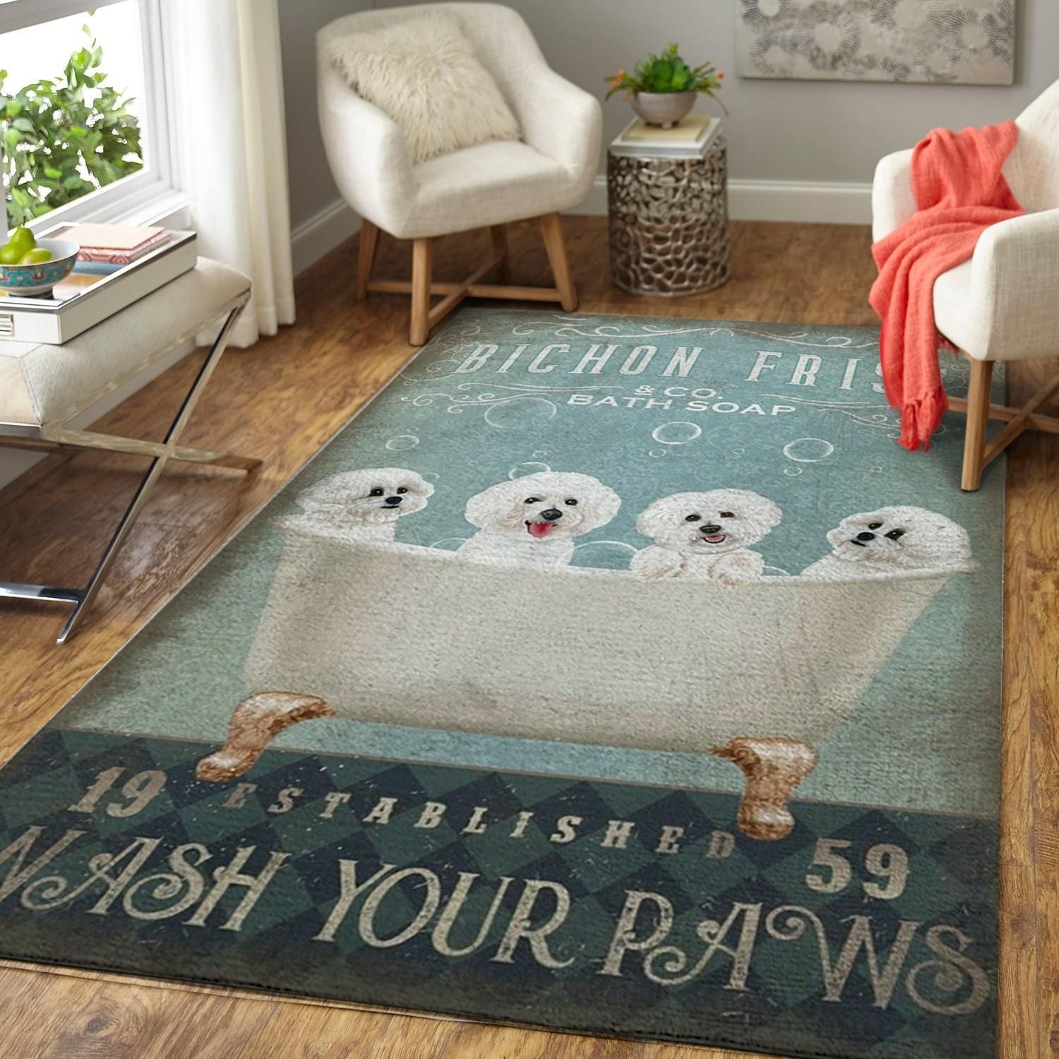 Bichon Frise Dog Area Rug Chrismas Gift - Indoor Outdoor Rugs