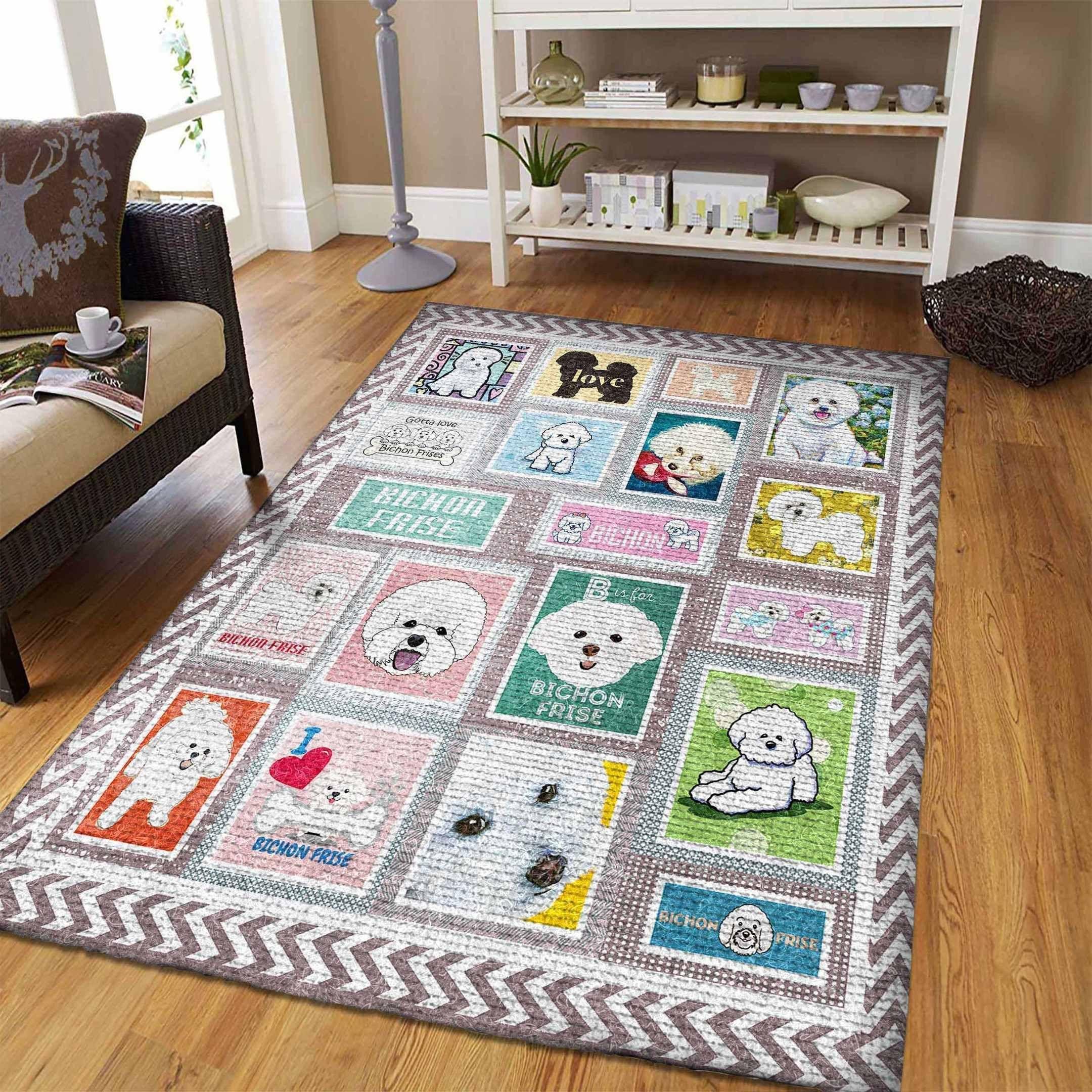 Bichon Frise Rug Chrismas Gift - Indoor Outdoor Rugs