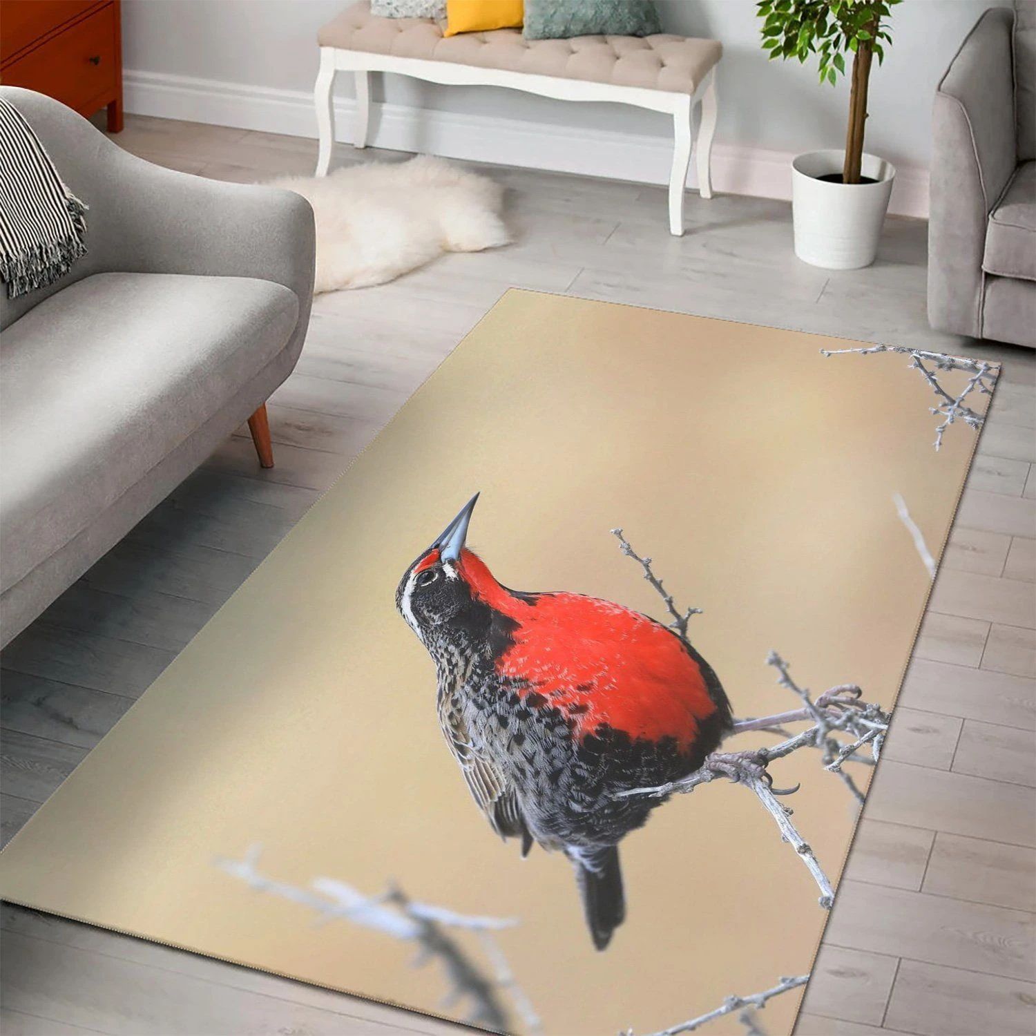 Birds Sturnella Loyca  Area Rug