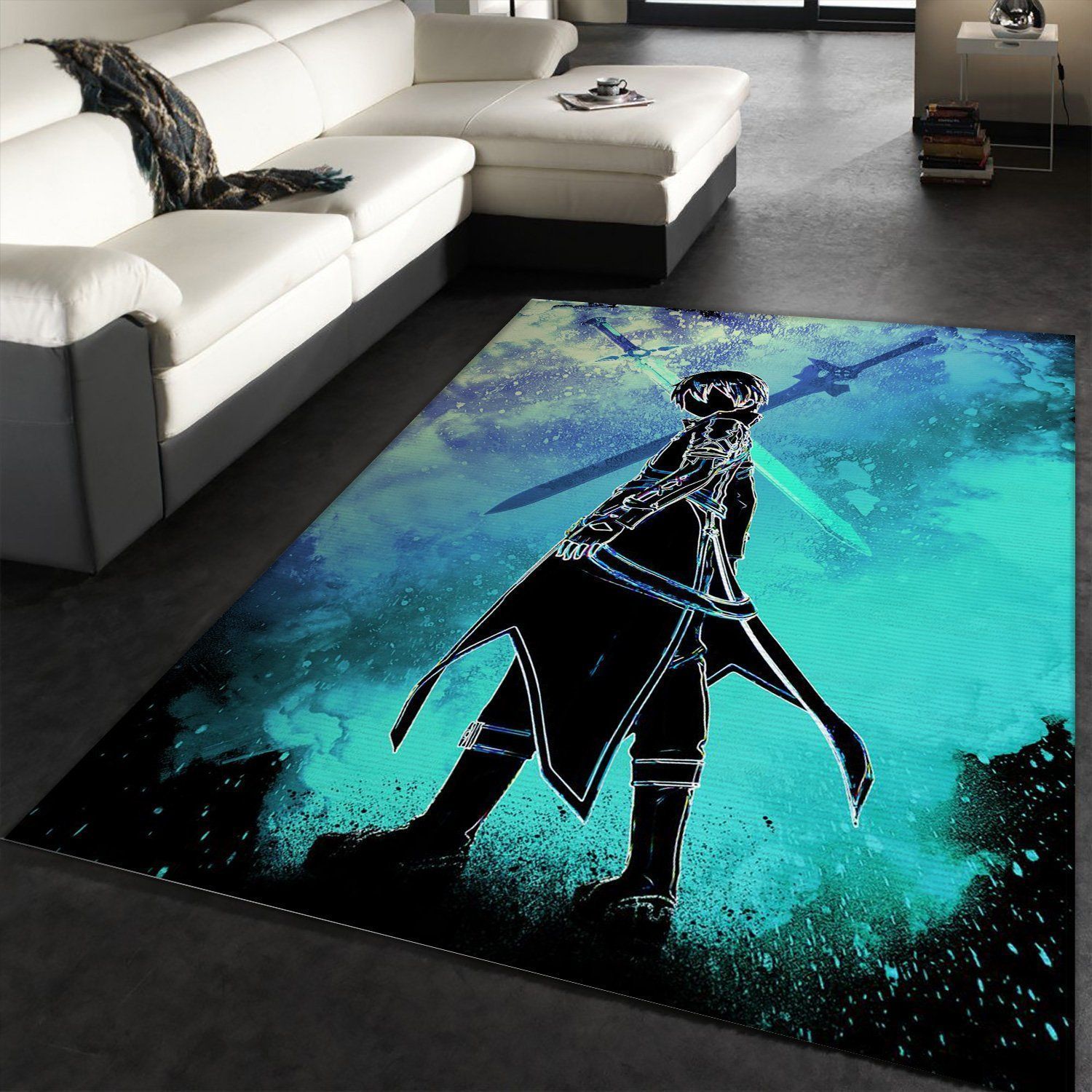 Black Swordsman Soul Area Rug