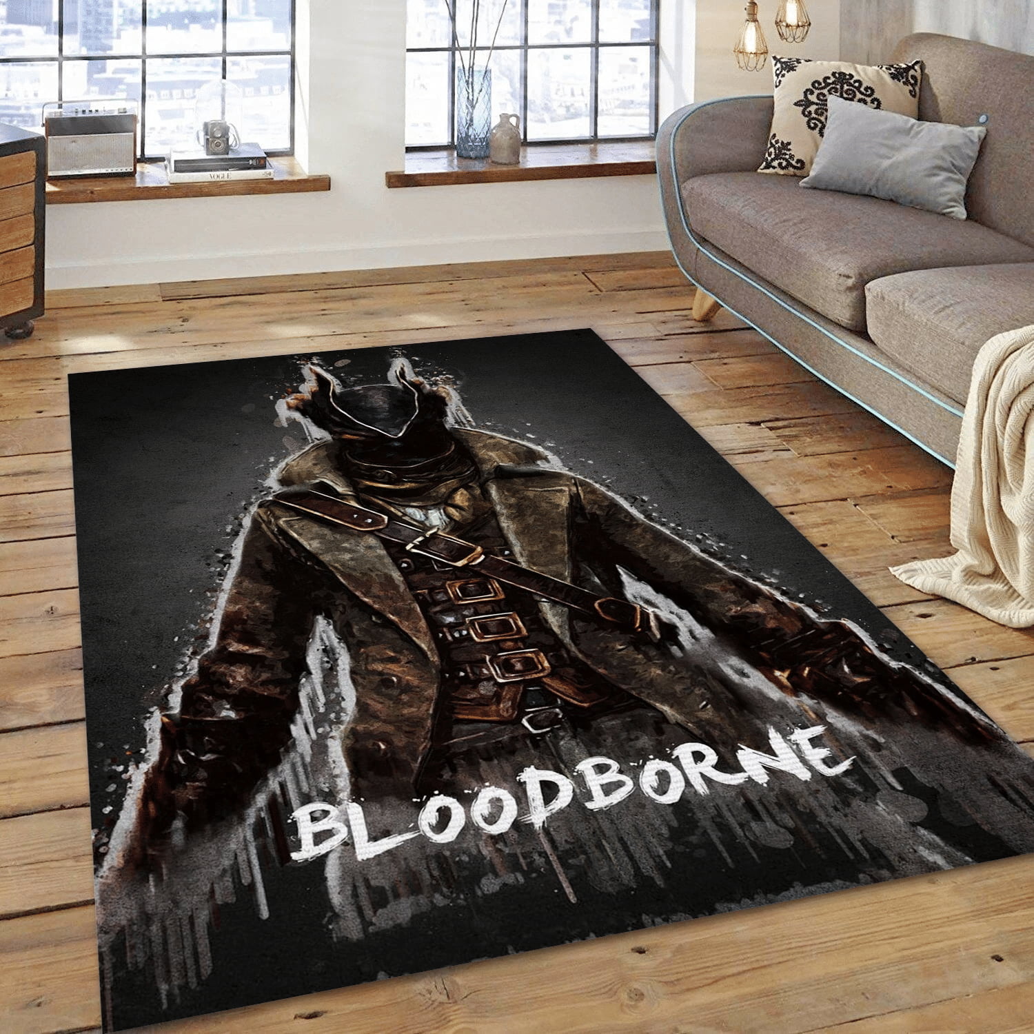Bloodborne Hunter Gaming Area Rug, Living Room Rug - Family Gift US Decor - Indoor Outdoor Rugs