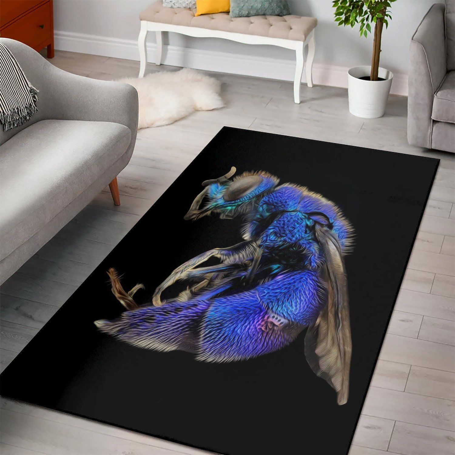 Blue Cuckoo Wasp  Living Room Area Rug