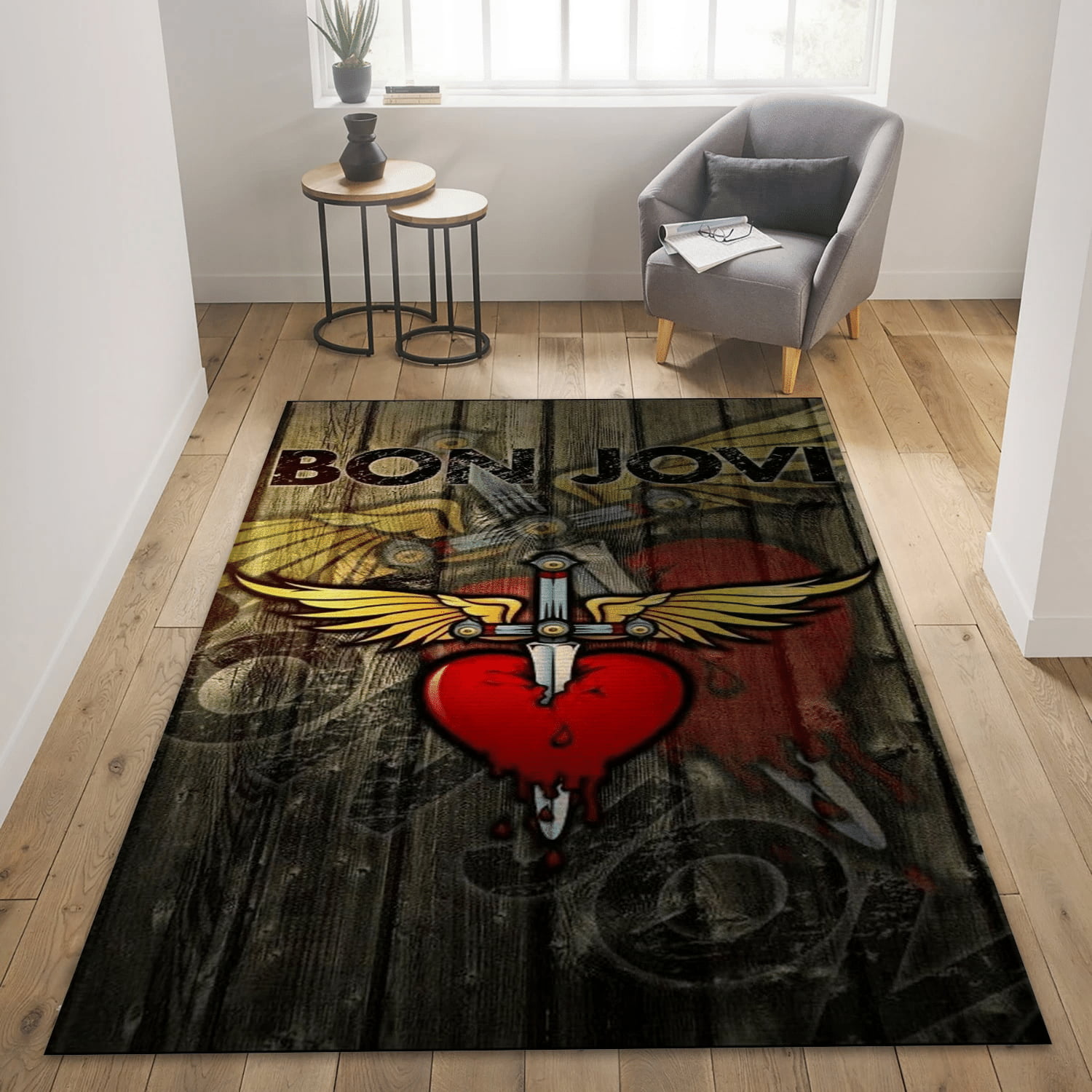 Bon Jovi Floor Music Area Rug For Christmas