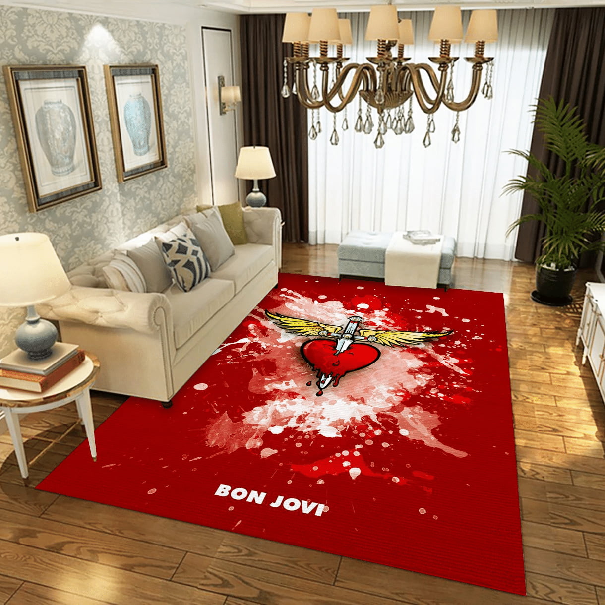 Bon Jovi Red Music Area Rug For Christmas