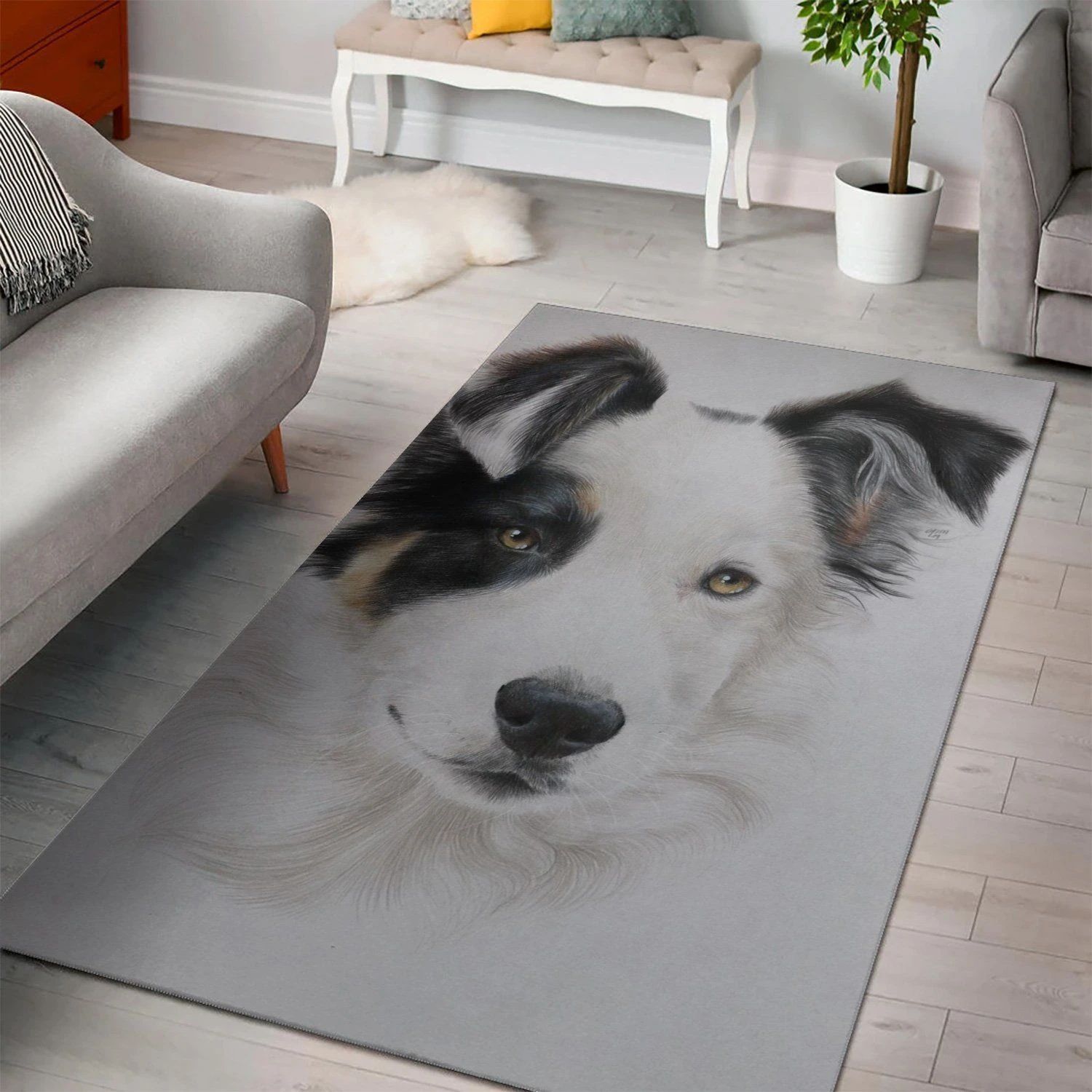 Border Collie  Living Room Area Rug