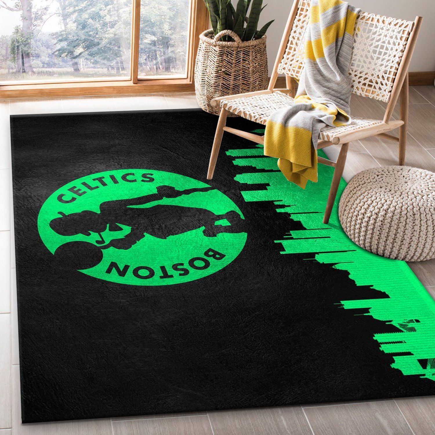 Boston Celtics Skyline NBA Team Area Rug