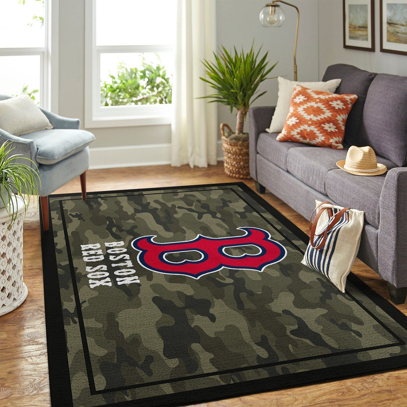 Boston Red Sox Mlb Team Logo Camo Style Nice Gift Home Decor Rectangle Area Rug - Indoor Outdoor Rugs