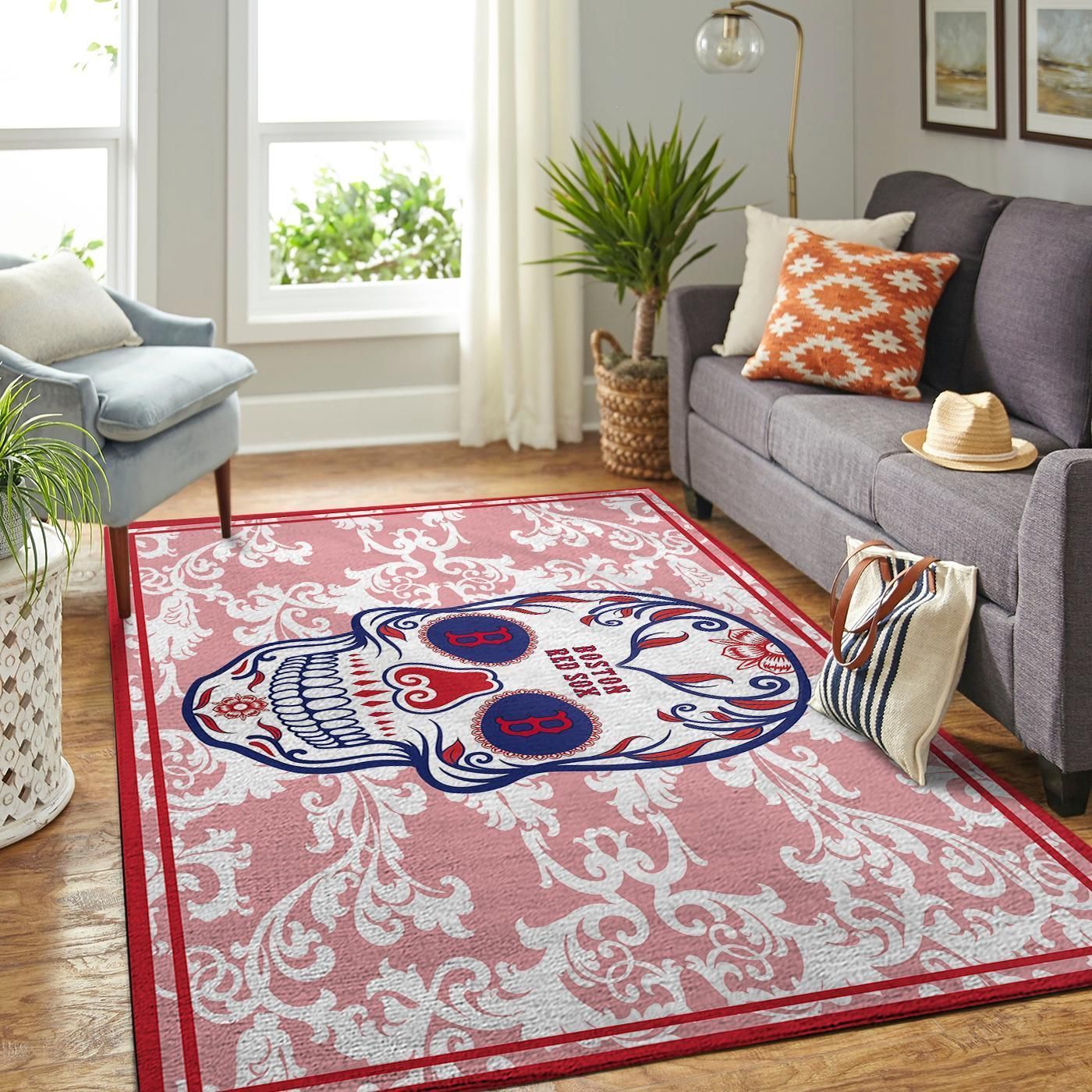 Boston Red Sox Mlb Team Logo Skull Style Nice Gift Home Decor Rectangle Area Rug - Indoor Outdoor Rugs