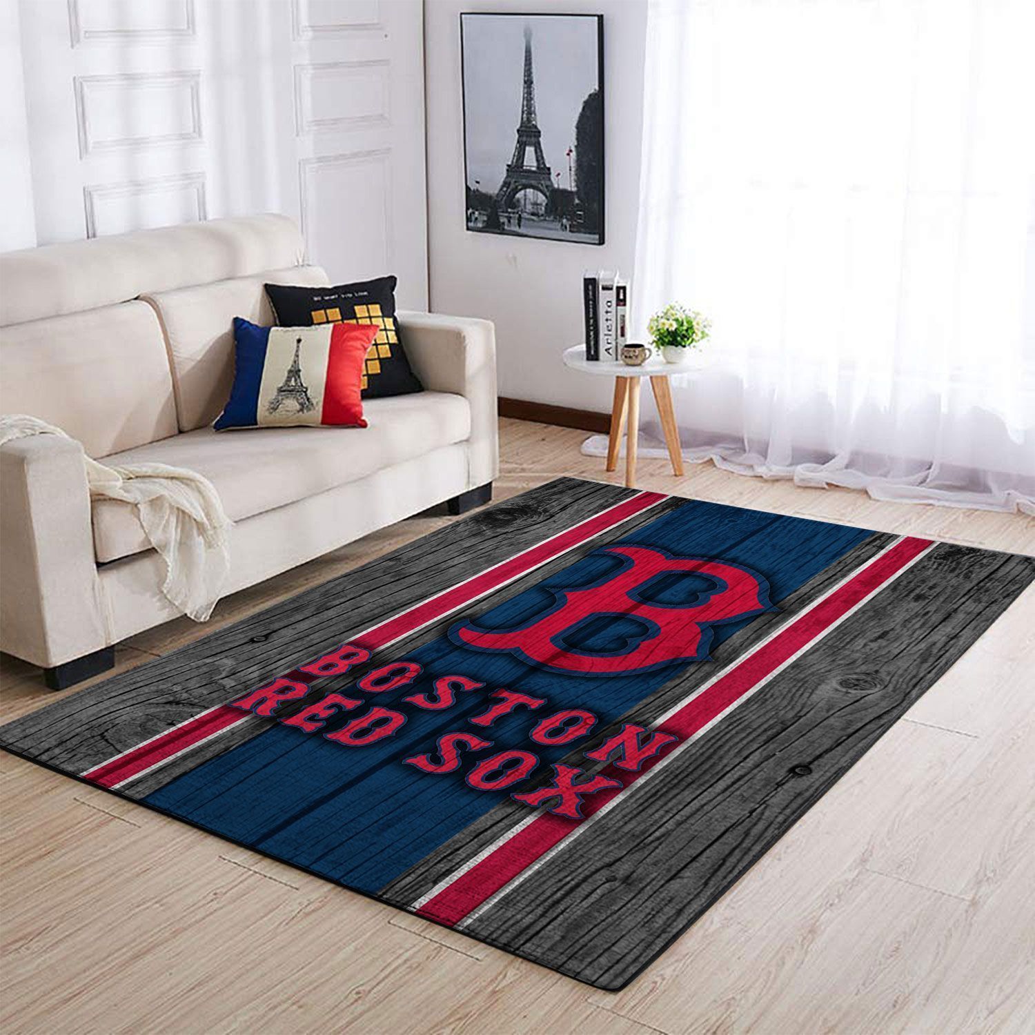 Boston Red Sox Mlb Team Logo Wooden Style Style Nice Gift Home Decor Rectangle Area Rug - Indoor Outdoor Rugs