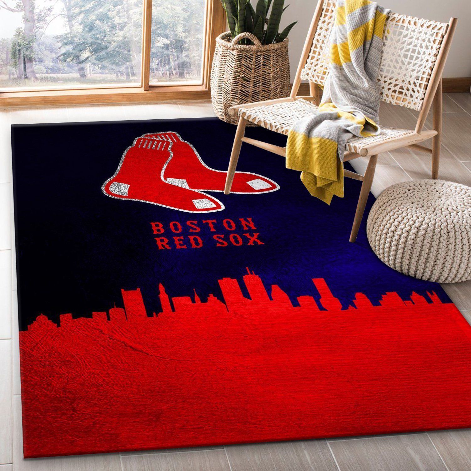 Boston Red Sox Skyline Area Rug For Christmas, Bedroom, Home US Decor - Indoor Outdoor Rugs
