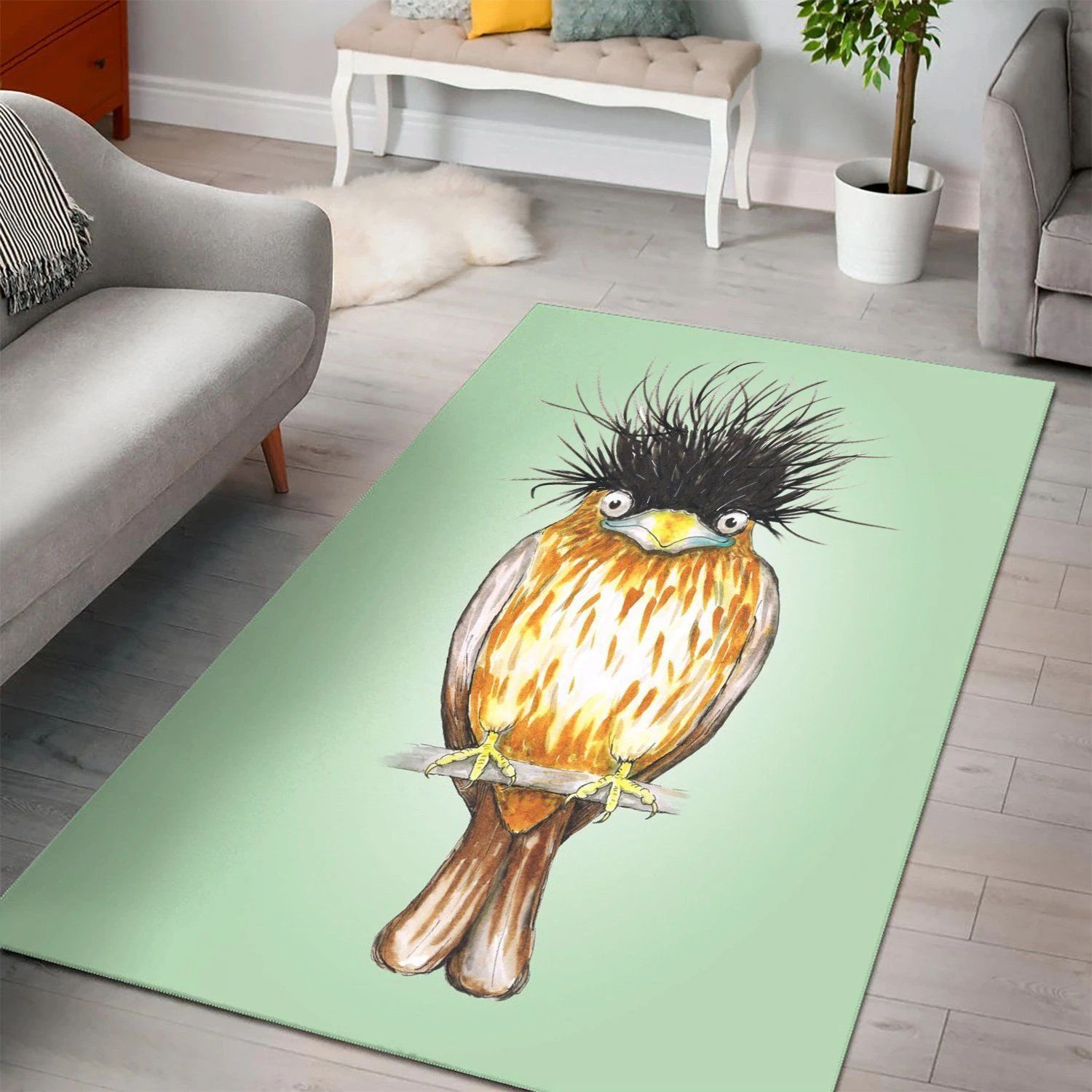 Brahminy Starling  Living Room Area Rug