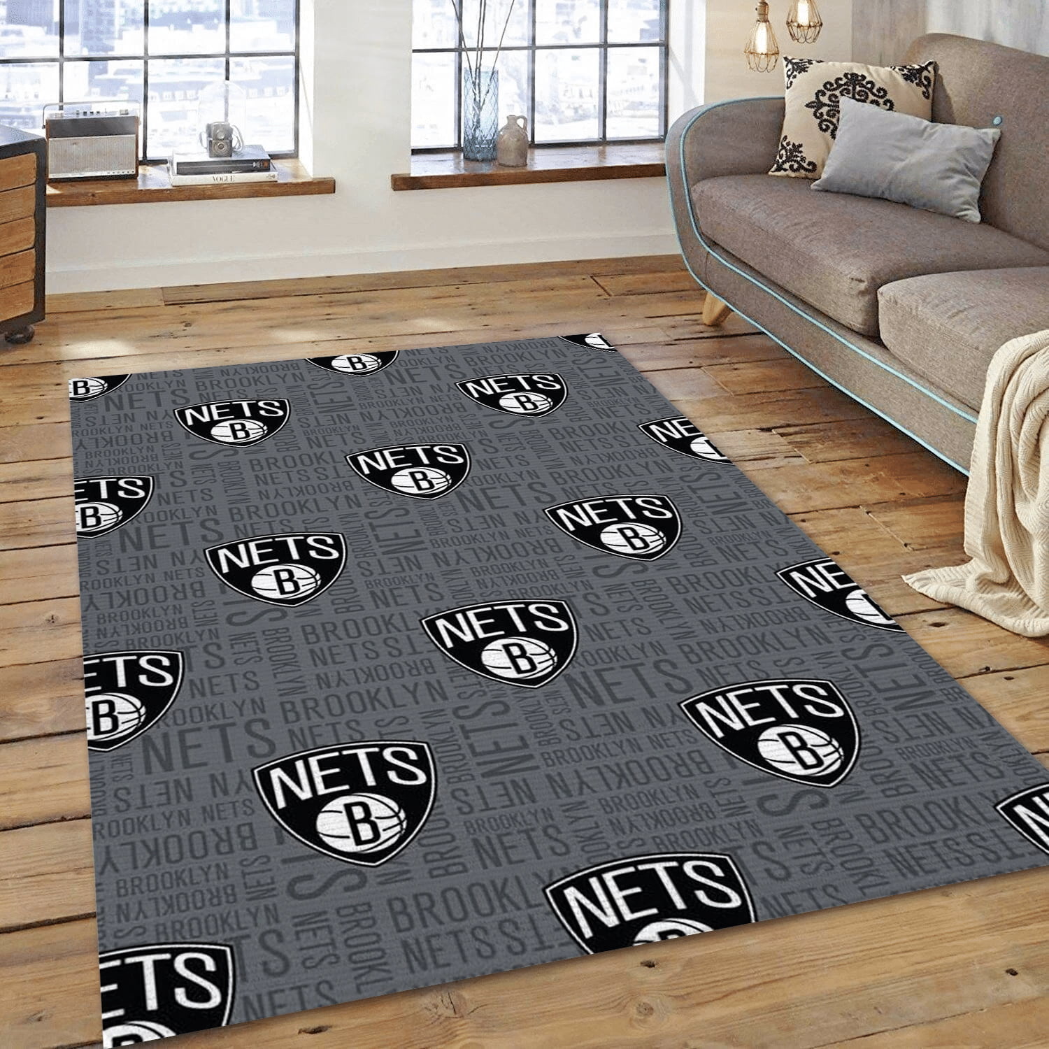 Brooklyn Nets Patterns Area Rug Carpet, Bedroom Rug - Family Gift US Decor - Indoor Outdoor Rugs