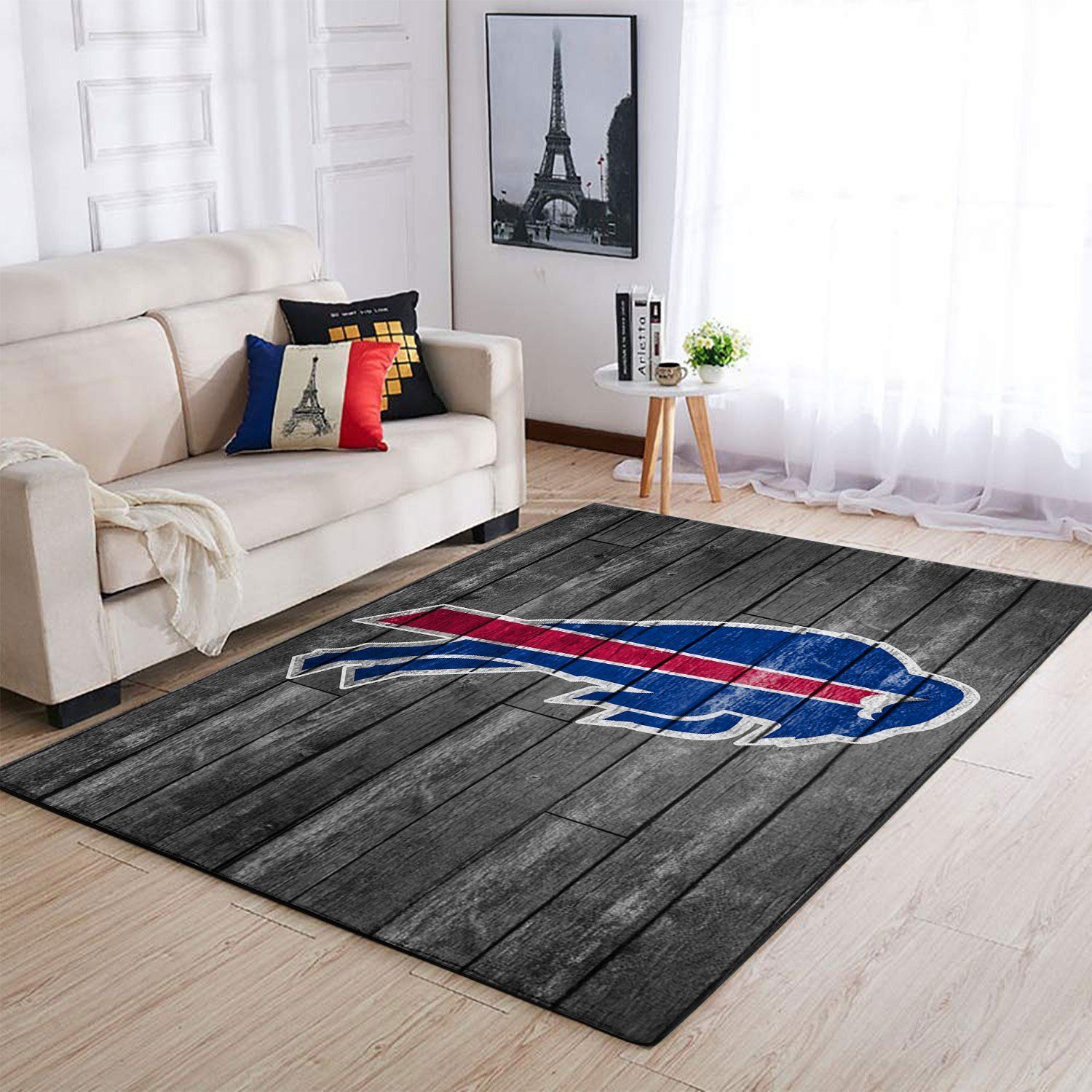 Buffalo Bills Nfl Team Logo Grey Wooden Style Style Nice Gift Home Decor Rectangle Area Rug - Indoor Outdoor Rugs