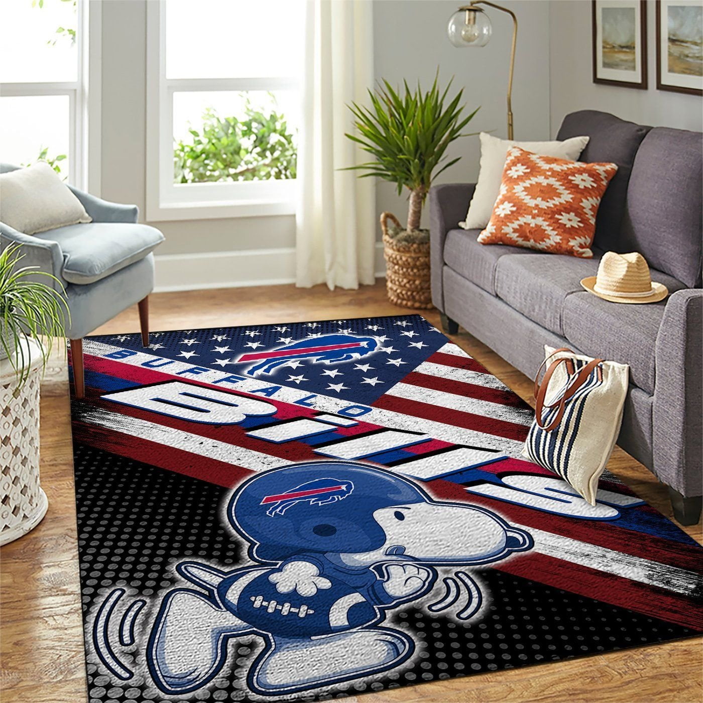Buffalo Bills Nfl Team Logo Snoopy Us Style Nice Gift Home Decor Rectangle Area Rug - Indoor Outdoor Rugs