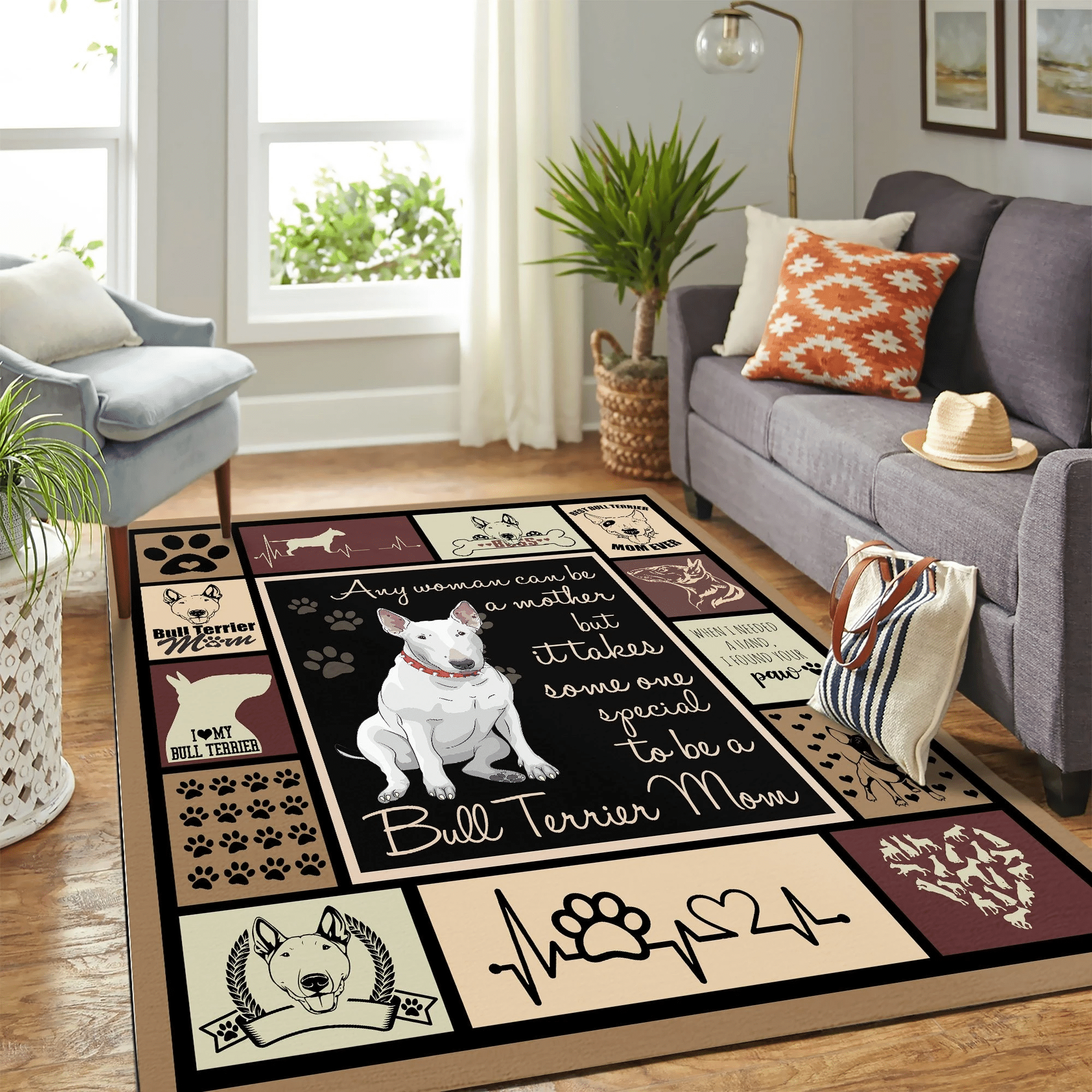 Bull Terrier Mom Quilt Mk Carpet Area Rug Chrismas Gift - Indoor Outdoor Rugs