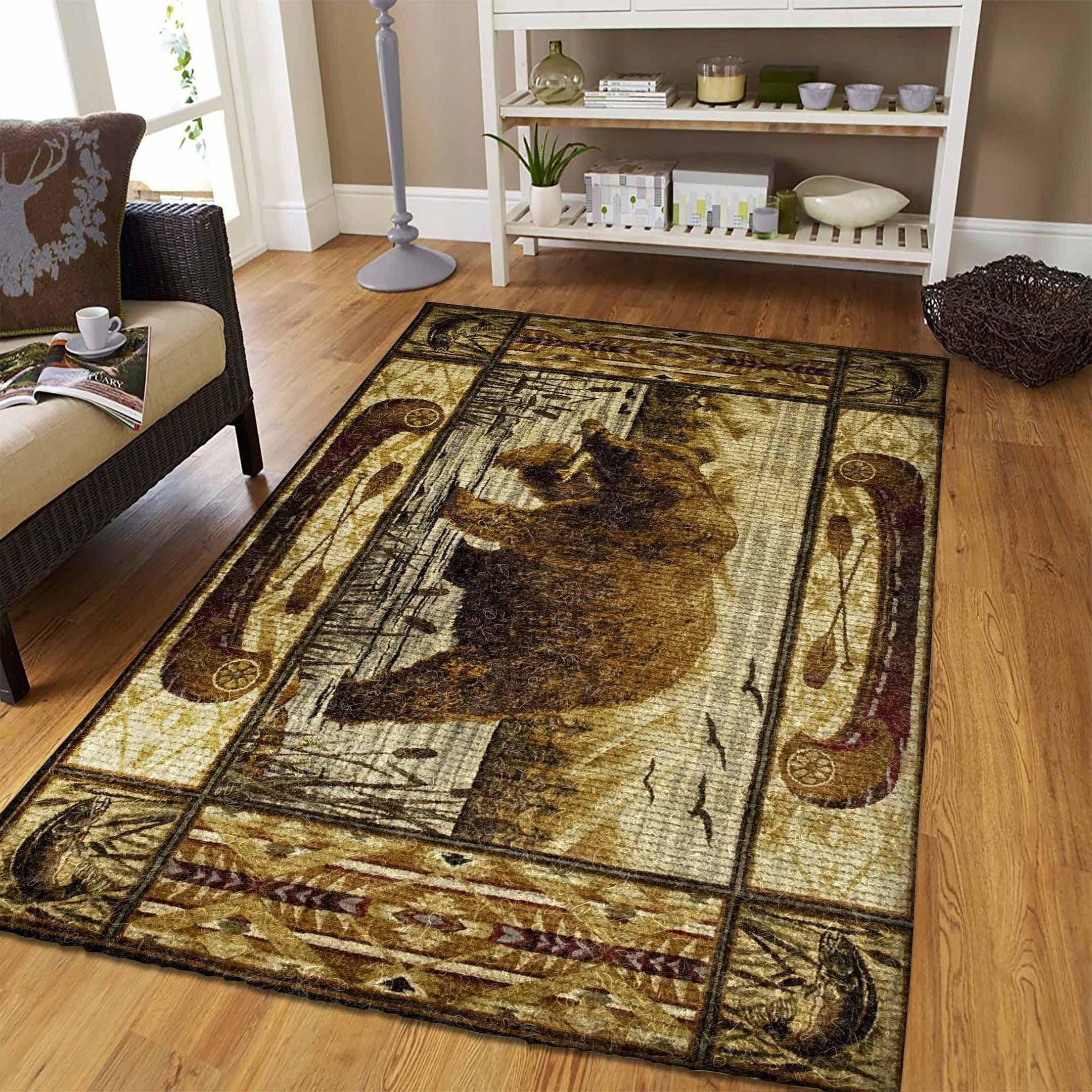 Cabin Bear Rug Chrismas Gift - Indoor Outdoor Rugs