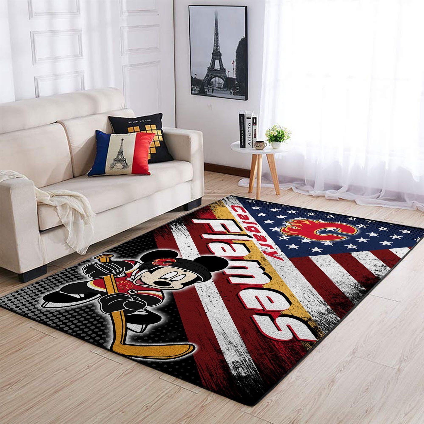 Calgary Flames Nhl Team Logo Mickey Us Style Nice Gift Home Decor Rectangle Area Rug - Indoor Outdoor Rugs