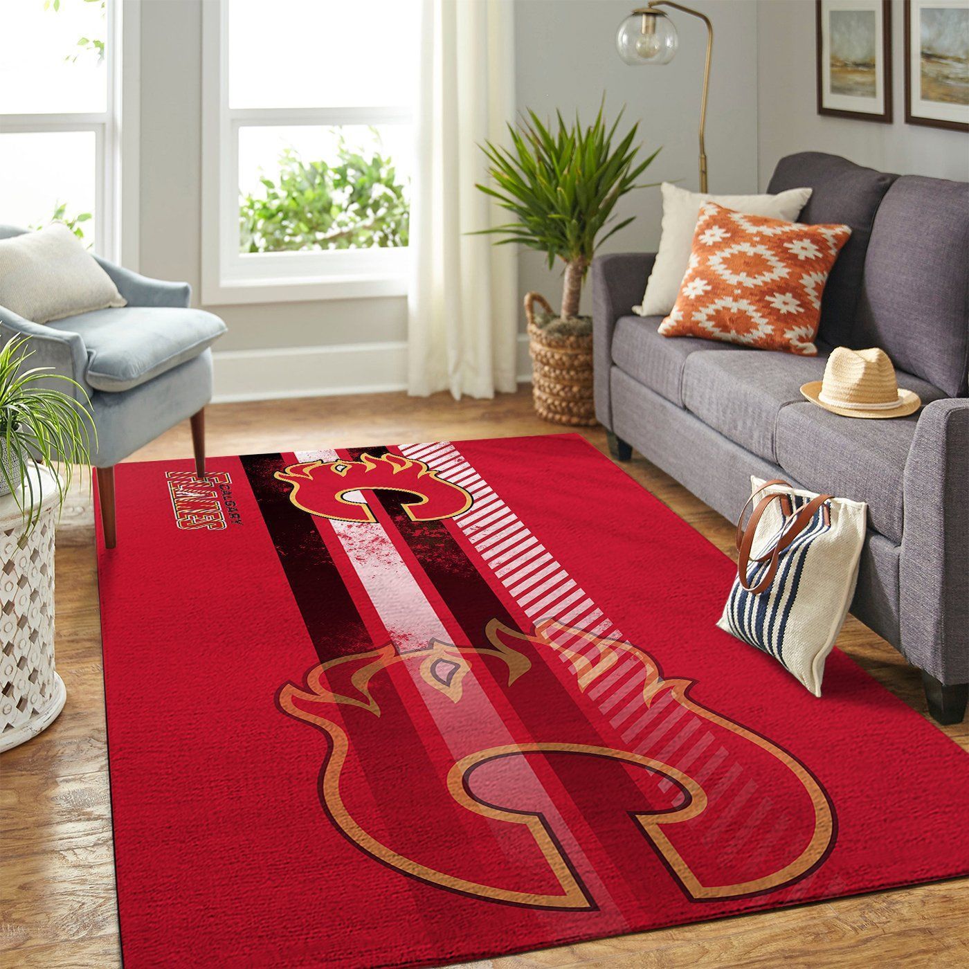 Calgary Flames Nhl Team Logo Nice Gift Home Decor Rectangle Area Rug - Indoor Outdoor Rugs