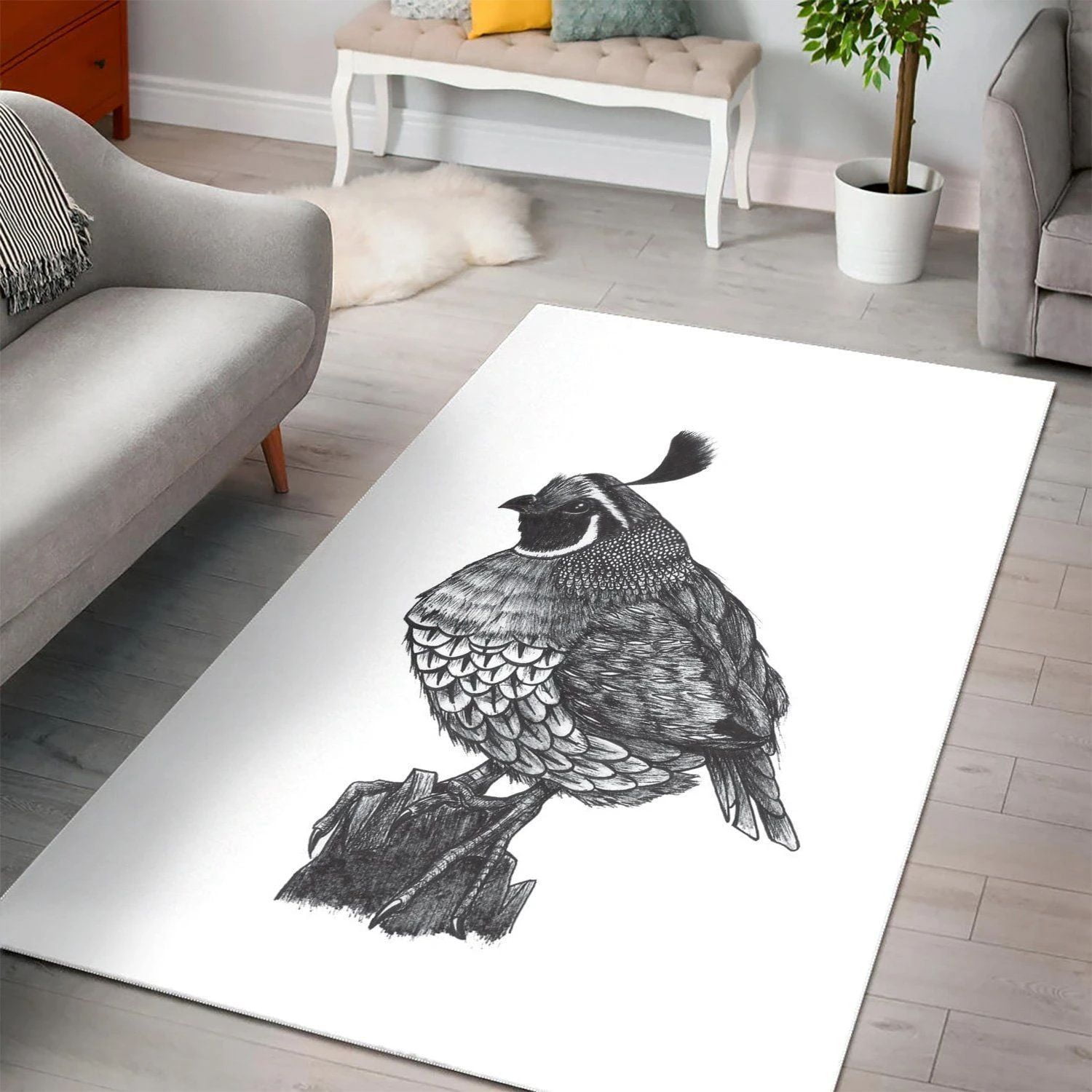 California Quail  Living Room Area Rug