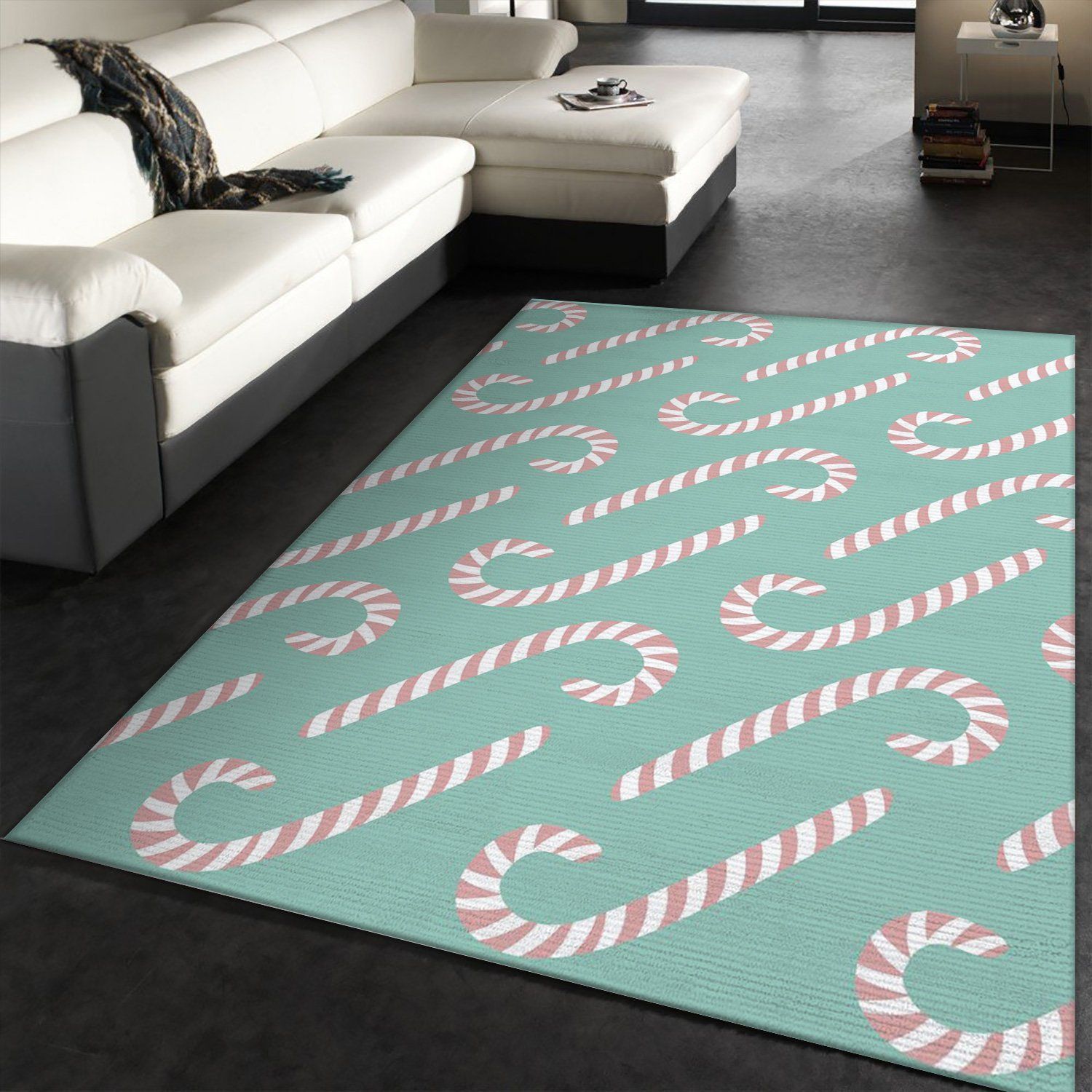 Candy Canes Pattern Area Rug