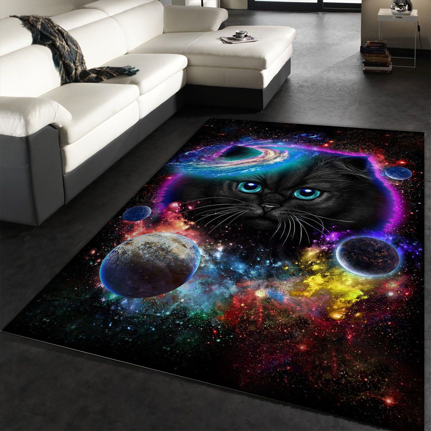 Cat In Galaxy Space Cosmos Area Rug Carpet Bedroom Home Decor Floor Decor - Indoor Outdoor Rugs