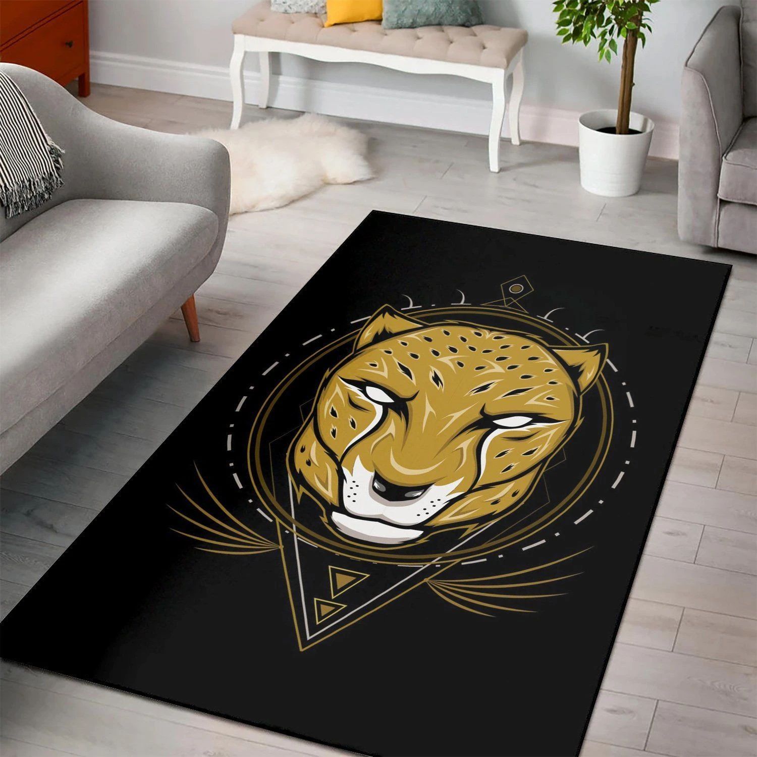 Cheetah Head Illustration  Area Rug