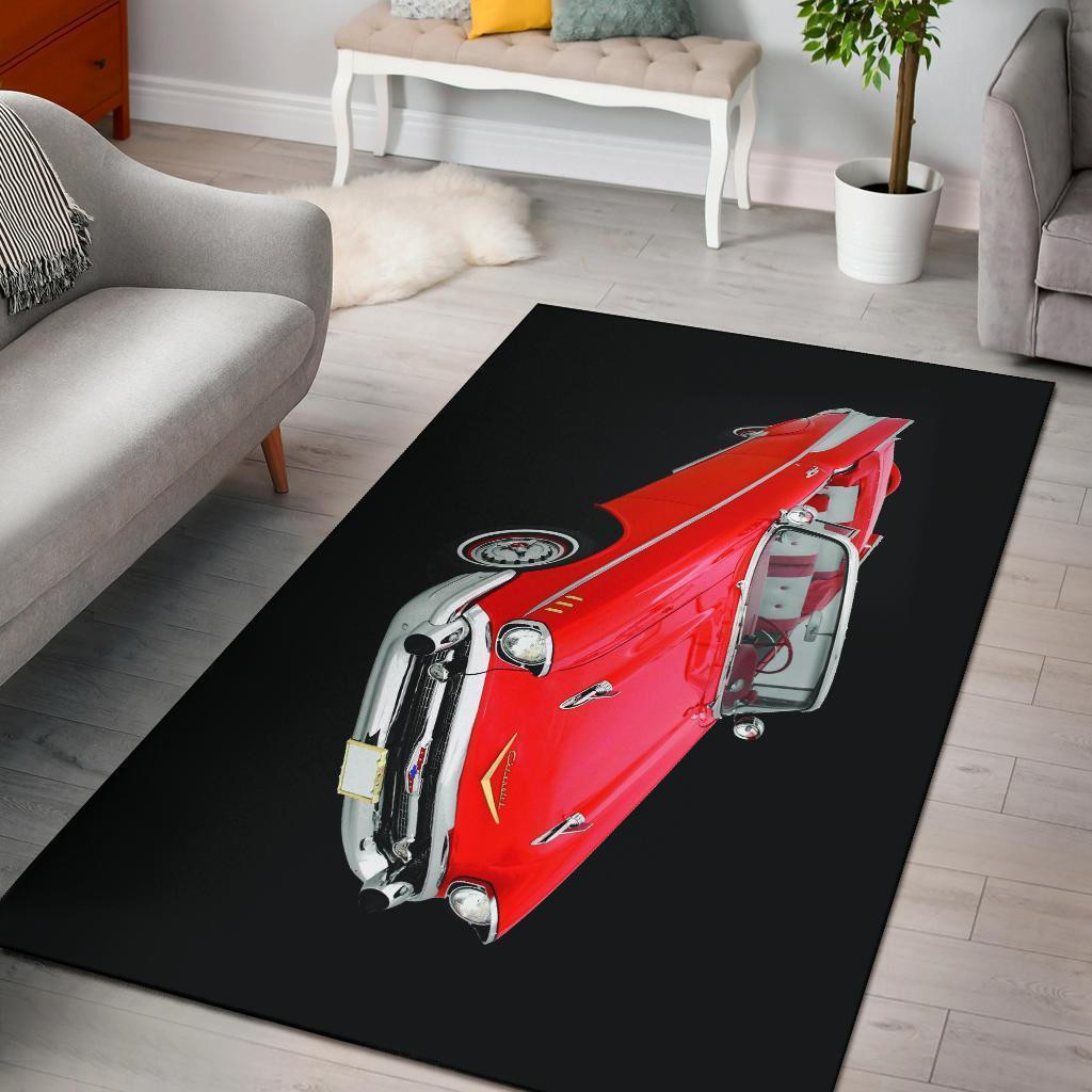 Chevy Red Convertible Area Rug Chrismas Gift - Indoor Outdoor Rugs