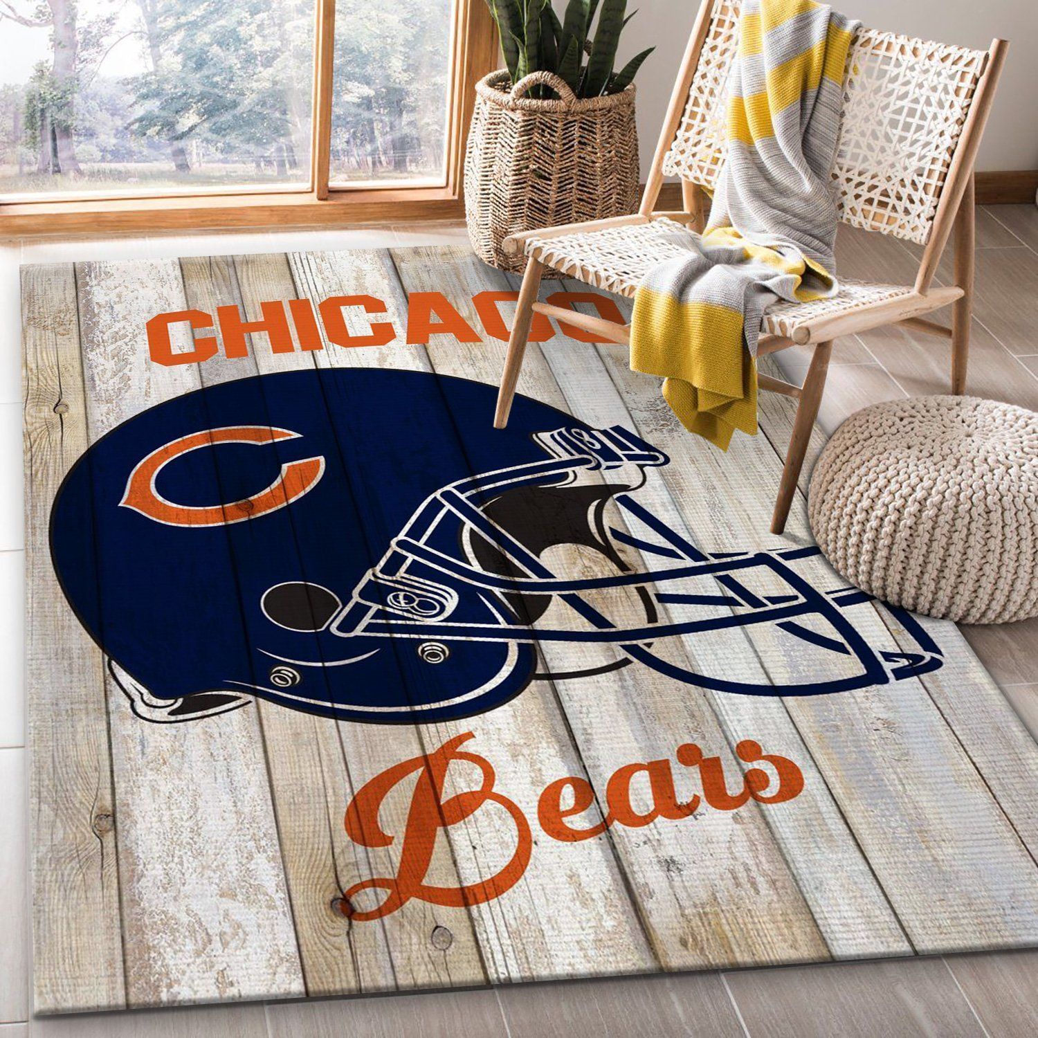 Chicago Bears Helmet Nfl Area Rug Bedroom Rug US Gift Decor - Indoor Outdoor Rugs