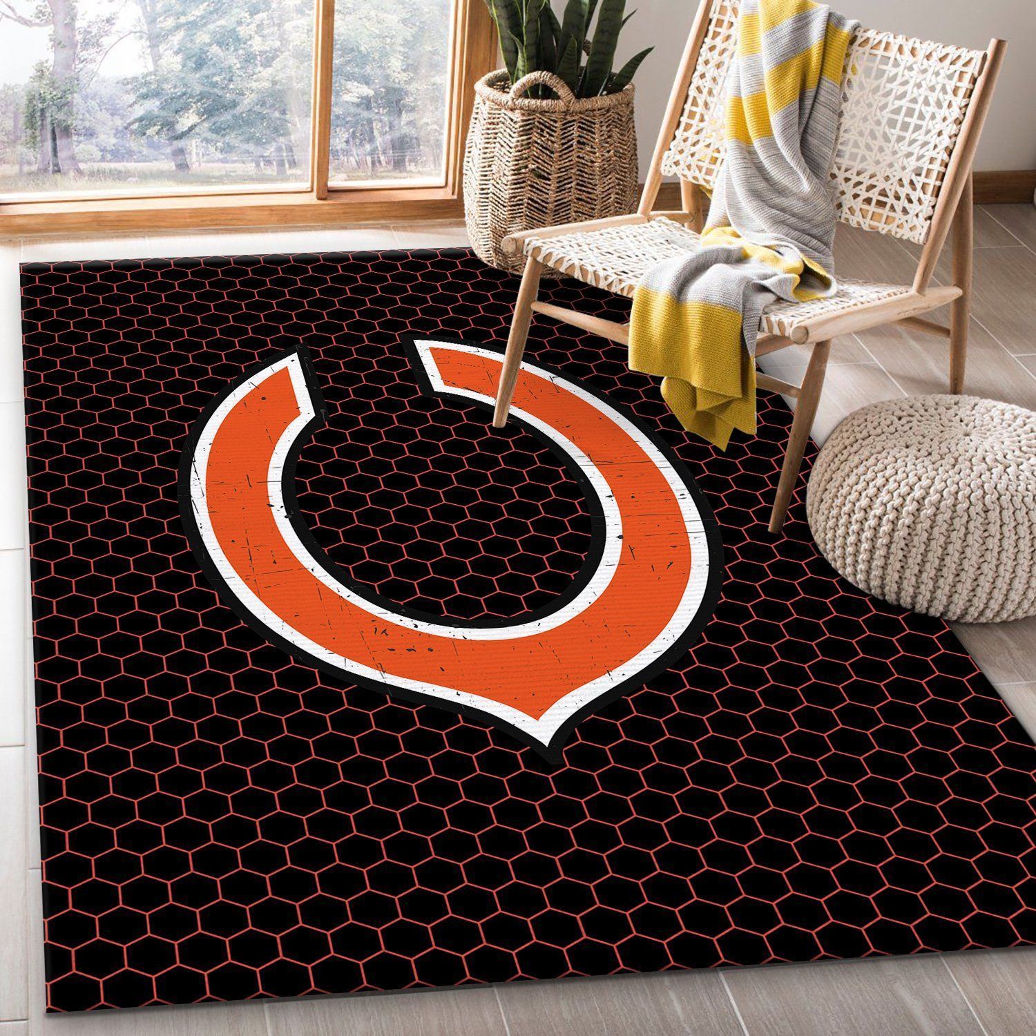 Chicago Bears Nfl Rug Room Carpet Sport Custom Area Floor Home Decor - Indoor Outdoor Rugs