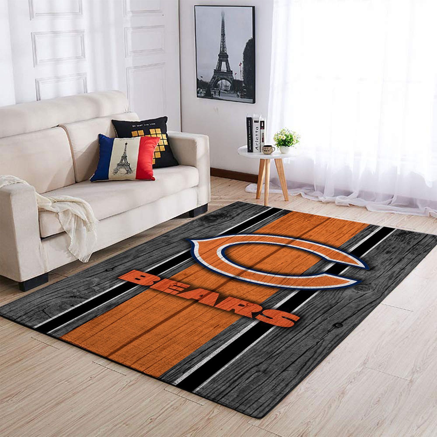 Chicago Bears Nfl Team Logo Wooden Style Style Nice Gift Home Decor Rectangle Area Rug - Indoor Outdoor Rugs