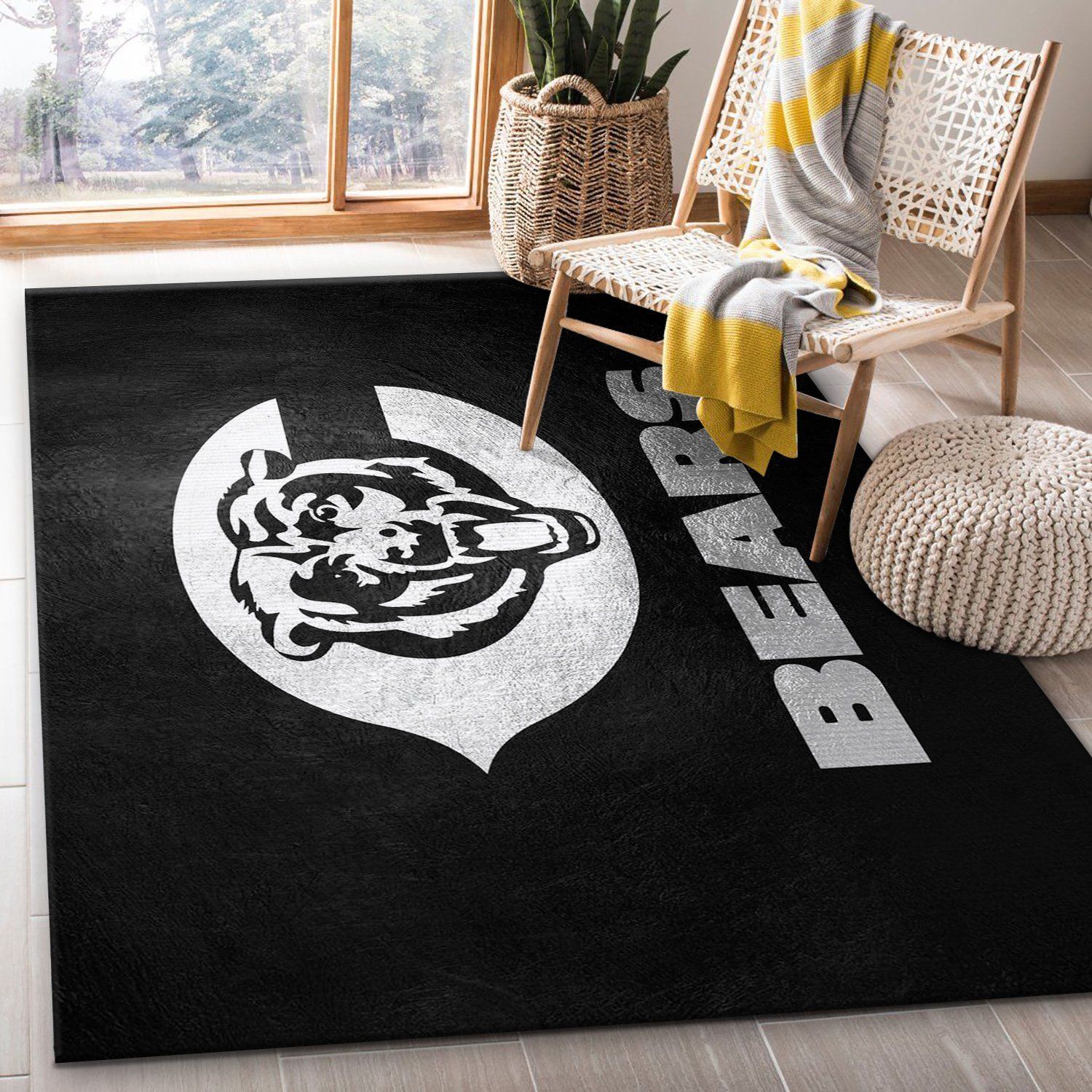 Chicago Bears Silver NFL Area Rug Carpet