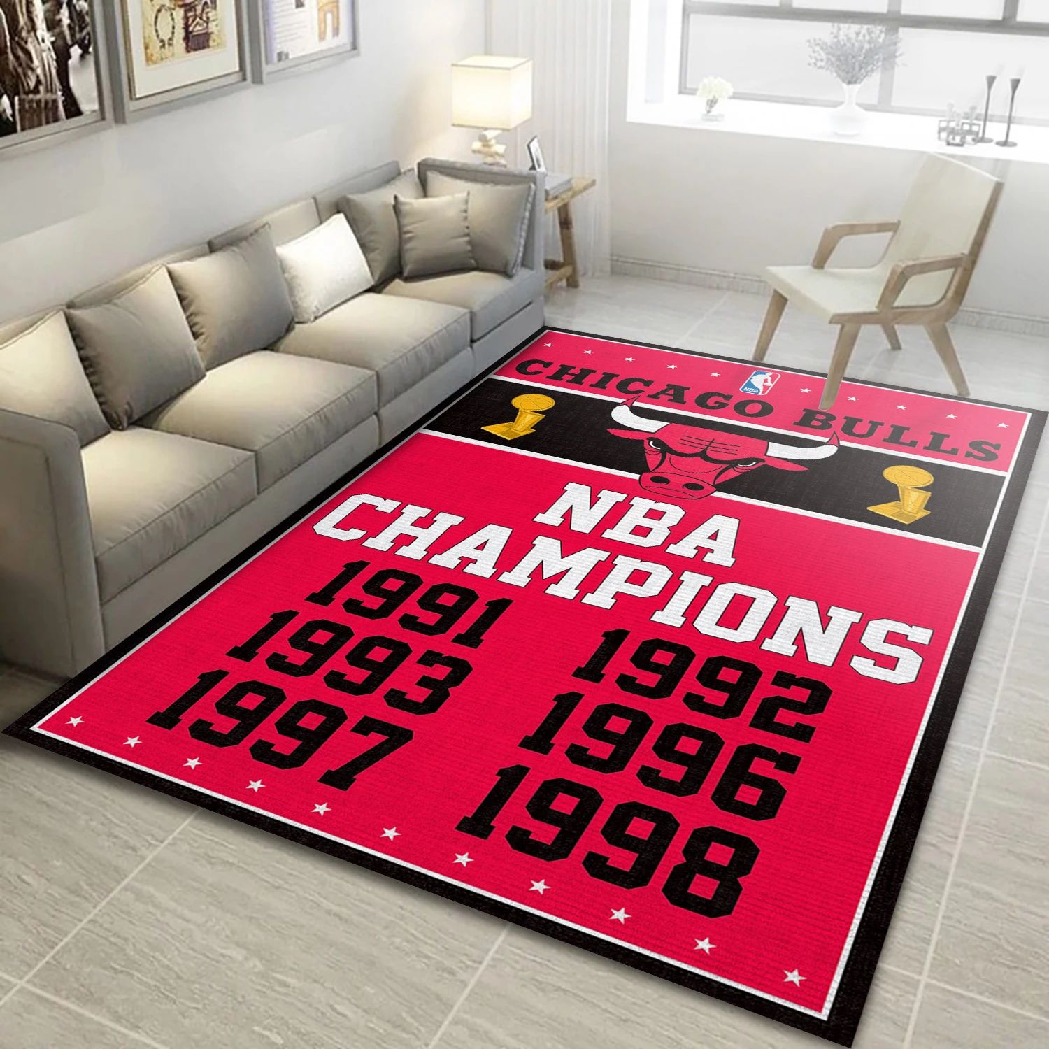 Chicago Bulls NBA Area Rug Carpet, Living Room Rug - Home Decor - Indoor Outdoor Rugs