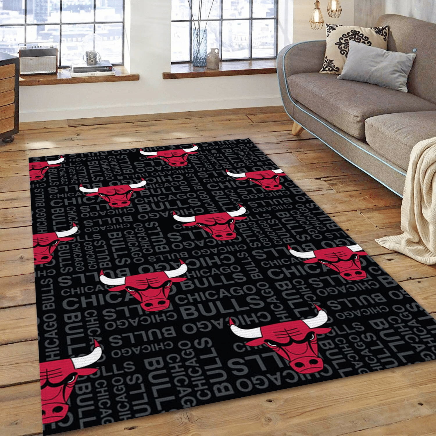 Chicago Bulls Patterns 1 Area Rug Carpet, Living Room Rug - Home US Decor - Indoor Outdoor Rugs